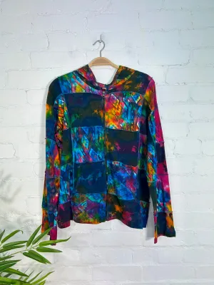 Tie dye Pixie Hood Patch Zip Top