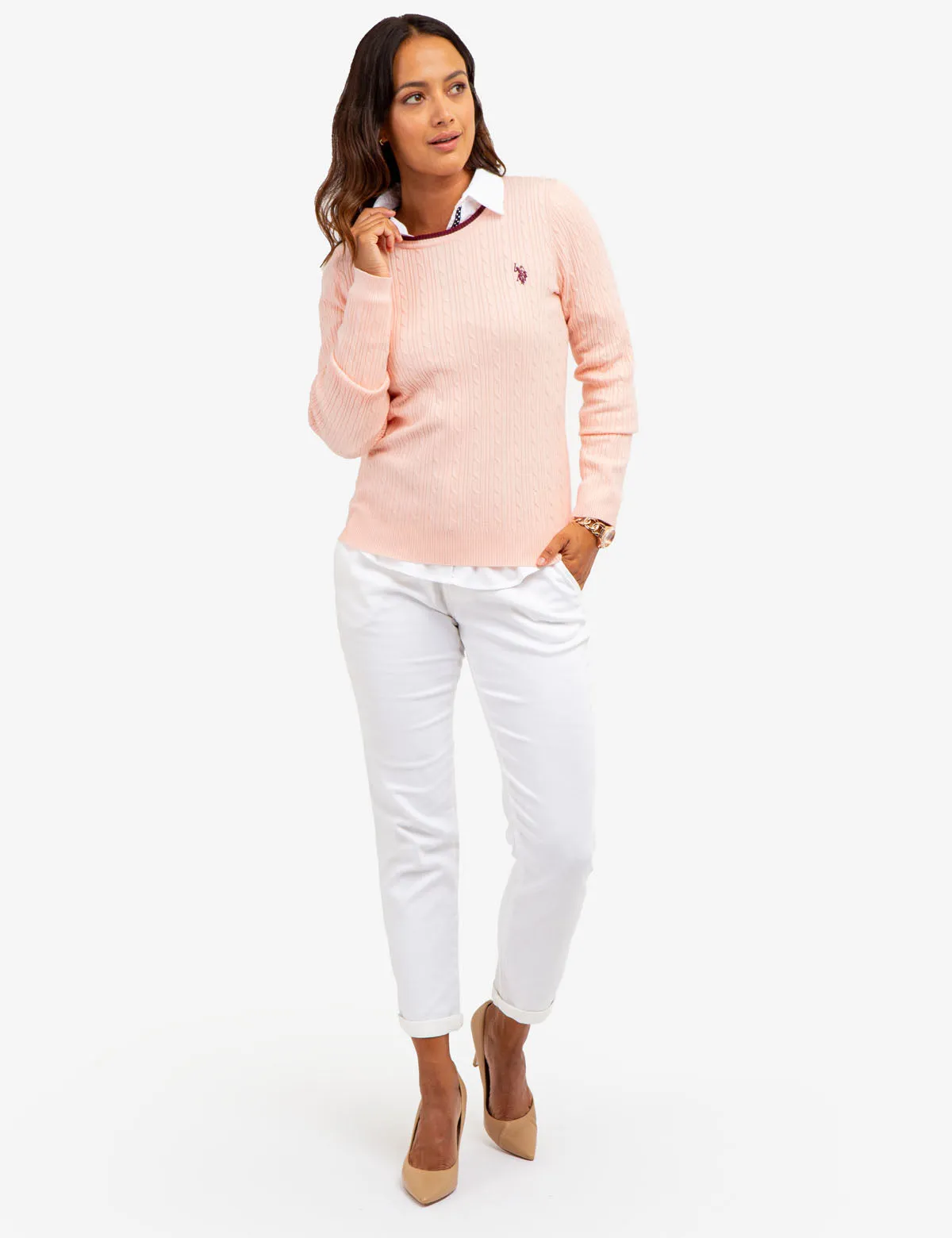 TIPPED SOFT CABLE CREW NECK SWEATER