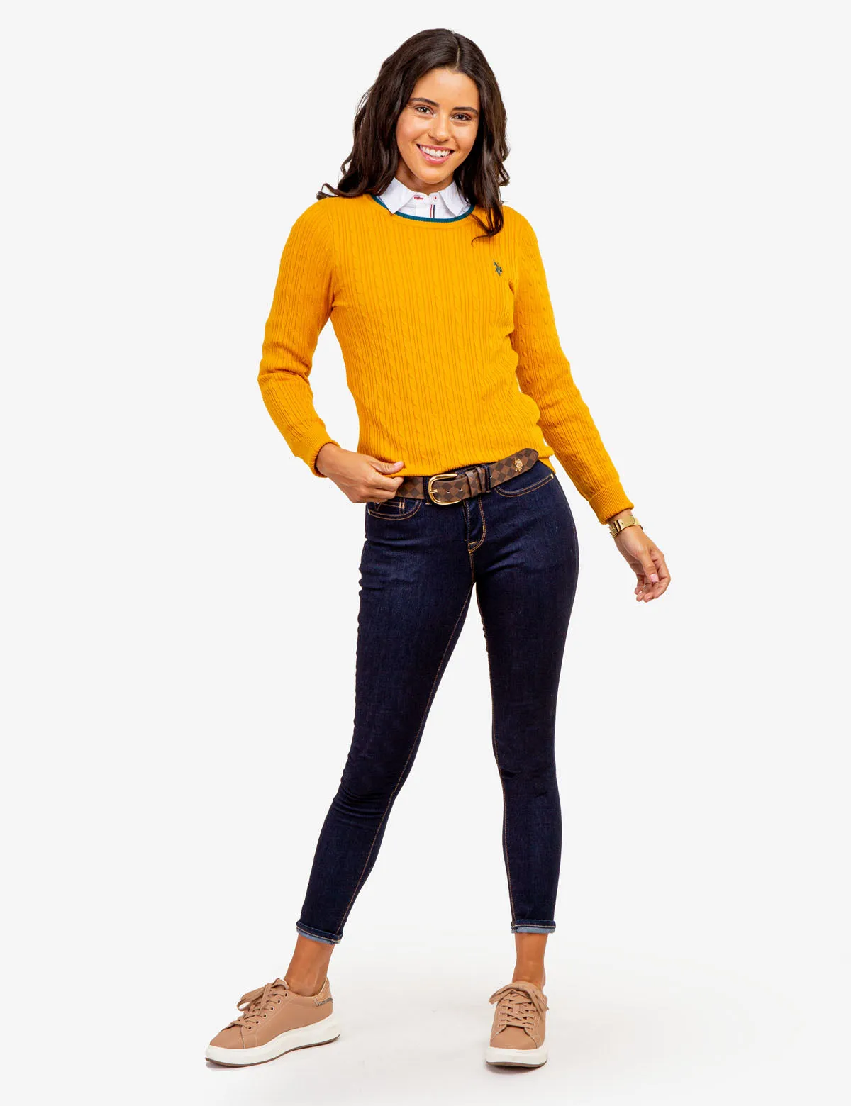 TIPPED SOFT CABLE CREW NECK SWEATER