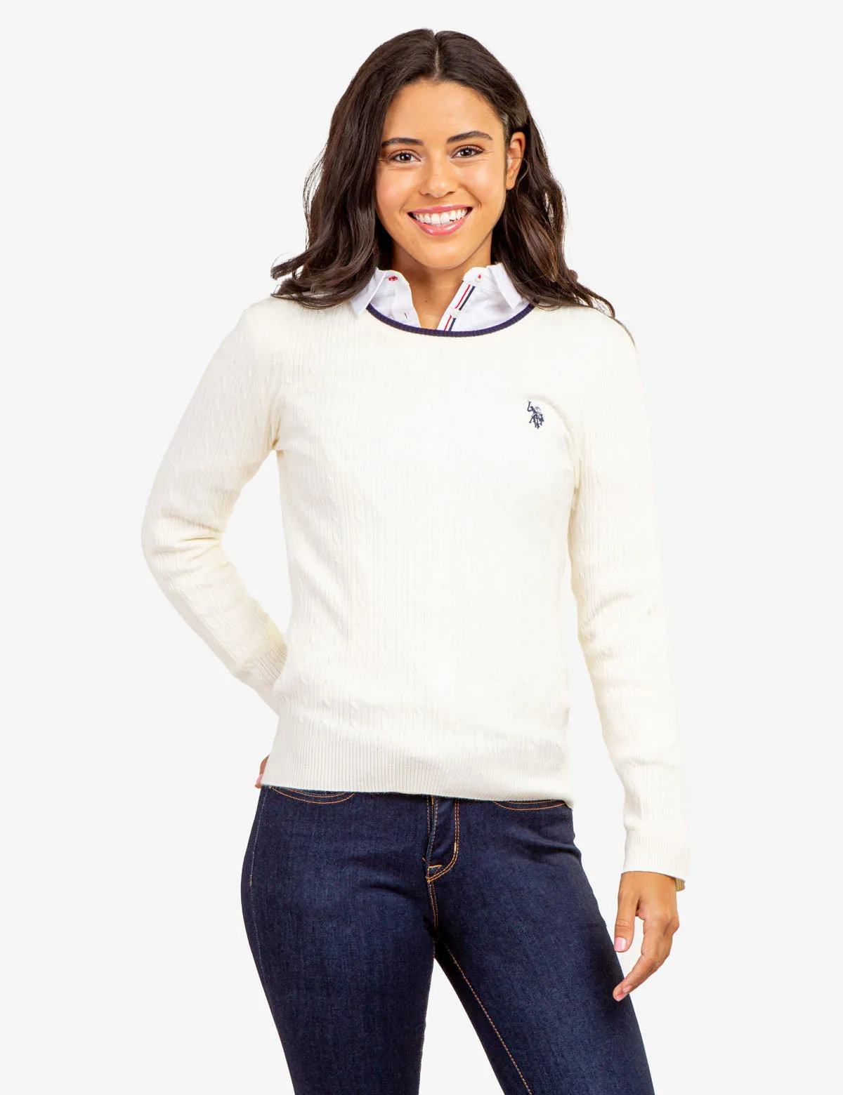 TIPPED SOFT CABLE CREW NECK SWEATER
