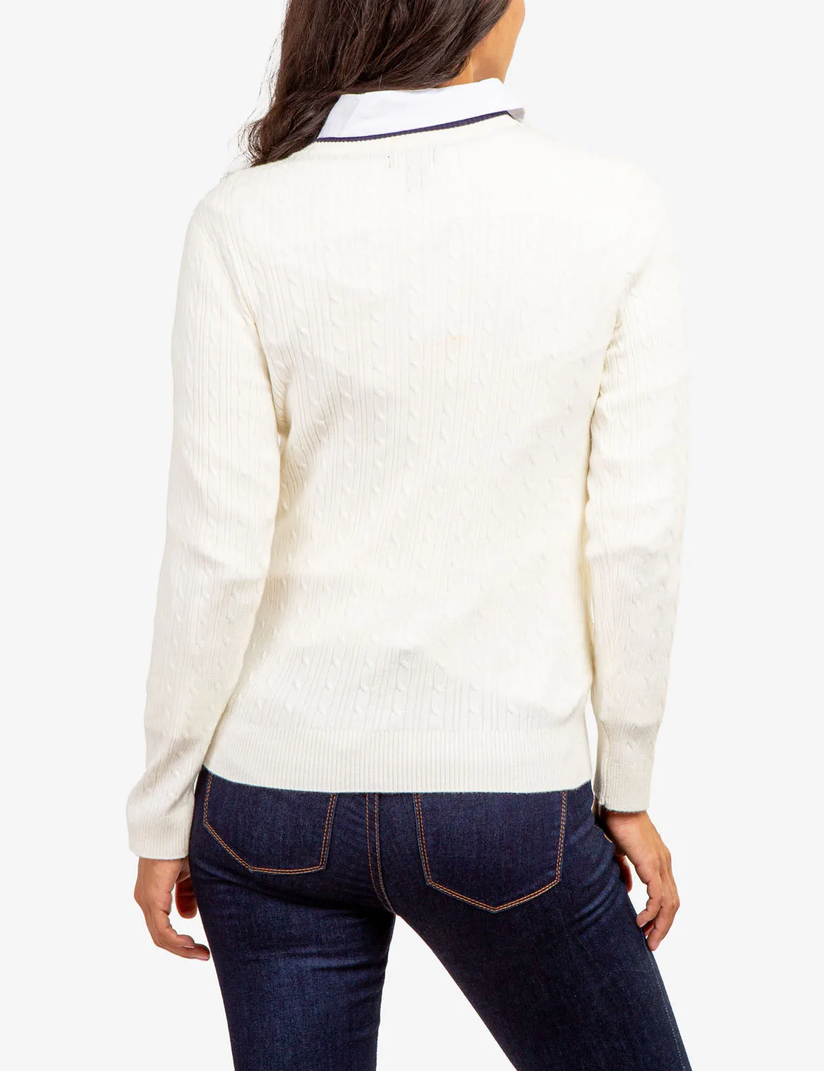TIPPED SOFT CABLE CREW NECK SWEATER