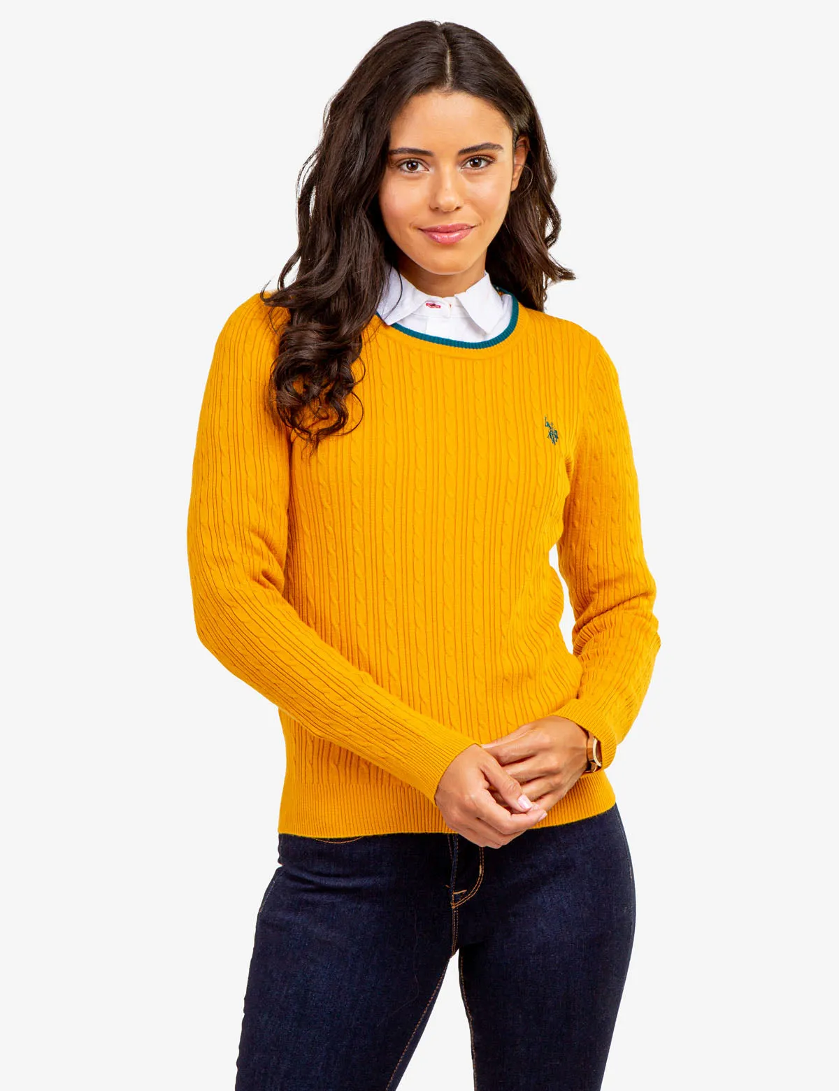 TIPPED SOFT CABLE CREW NECK SWEATER