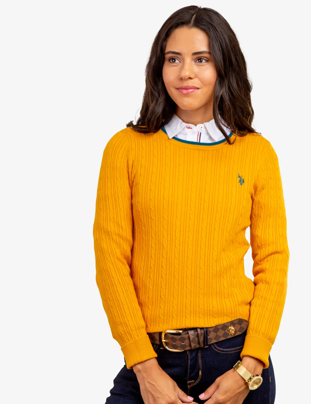 TIPPED SOFT CABLE CREW NECK SWEATER