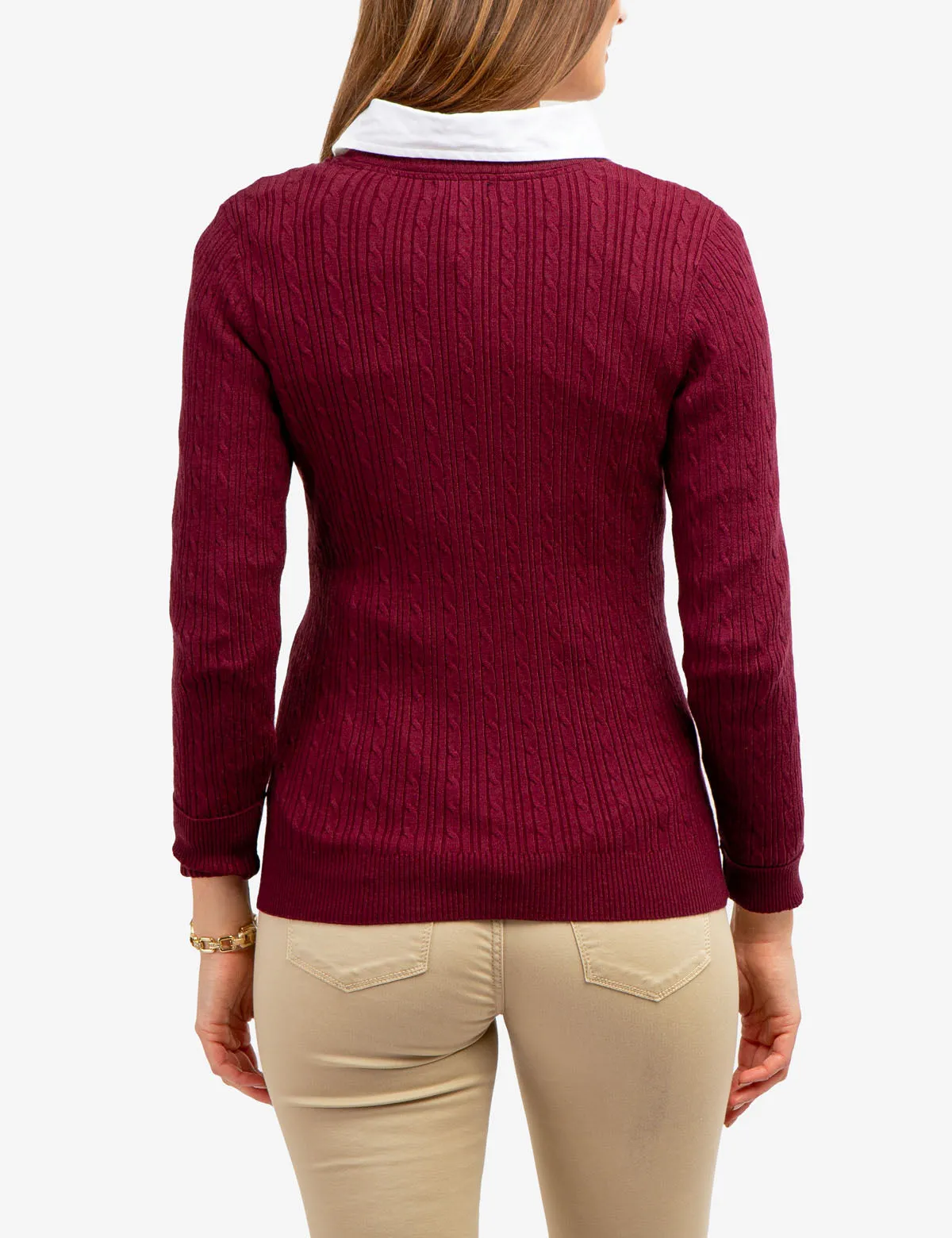 TIPPED SOFT CABLE CREW NECK SWEATER