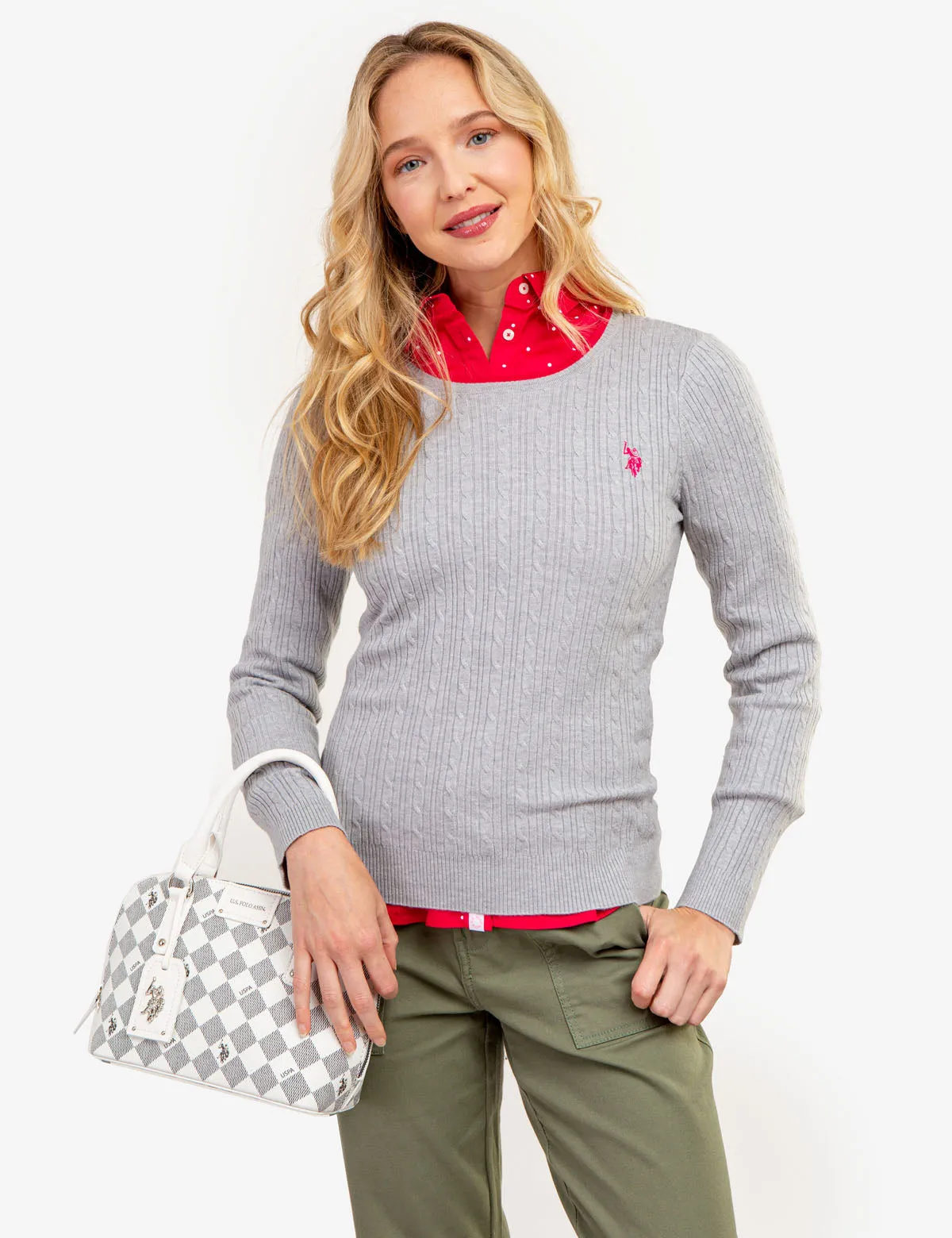 TIPPED SOFT CABLE CREW NECK SWEATER