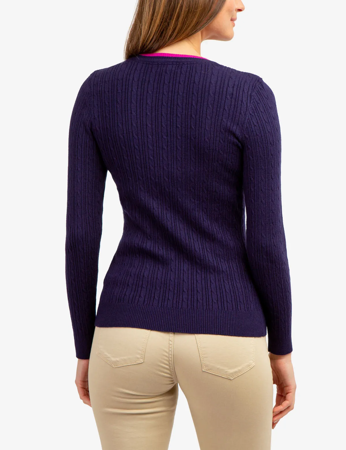 TIPPED SOFT CABLE CREW NECK SWEATER
