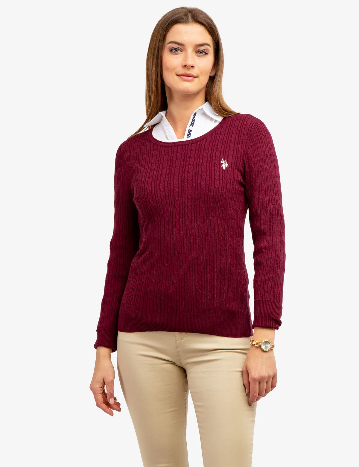 TIPPED SOFT CABLE CREW NECK SWEATER