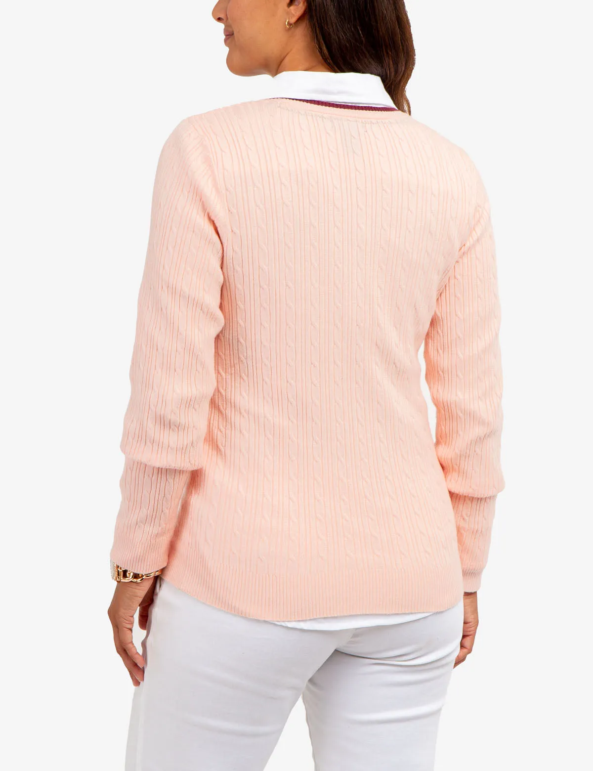 TIPPED SOFT CABLE CREW NECK SWEATER