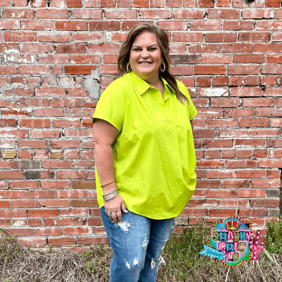 To The Office Top - Lime Green