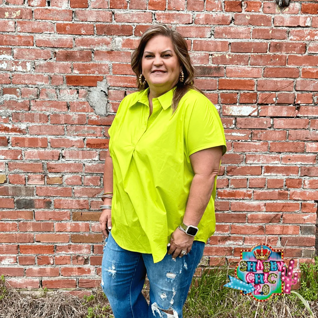 To The Office Top - Lime Green