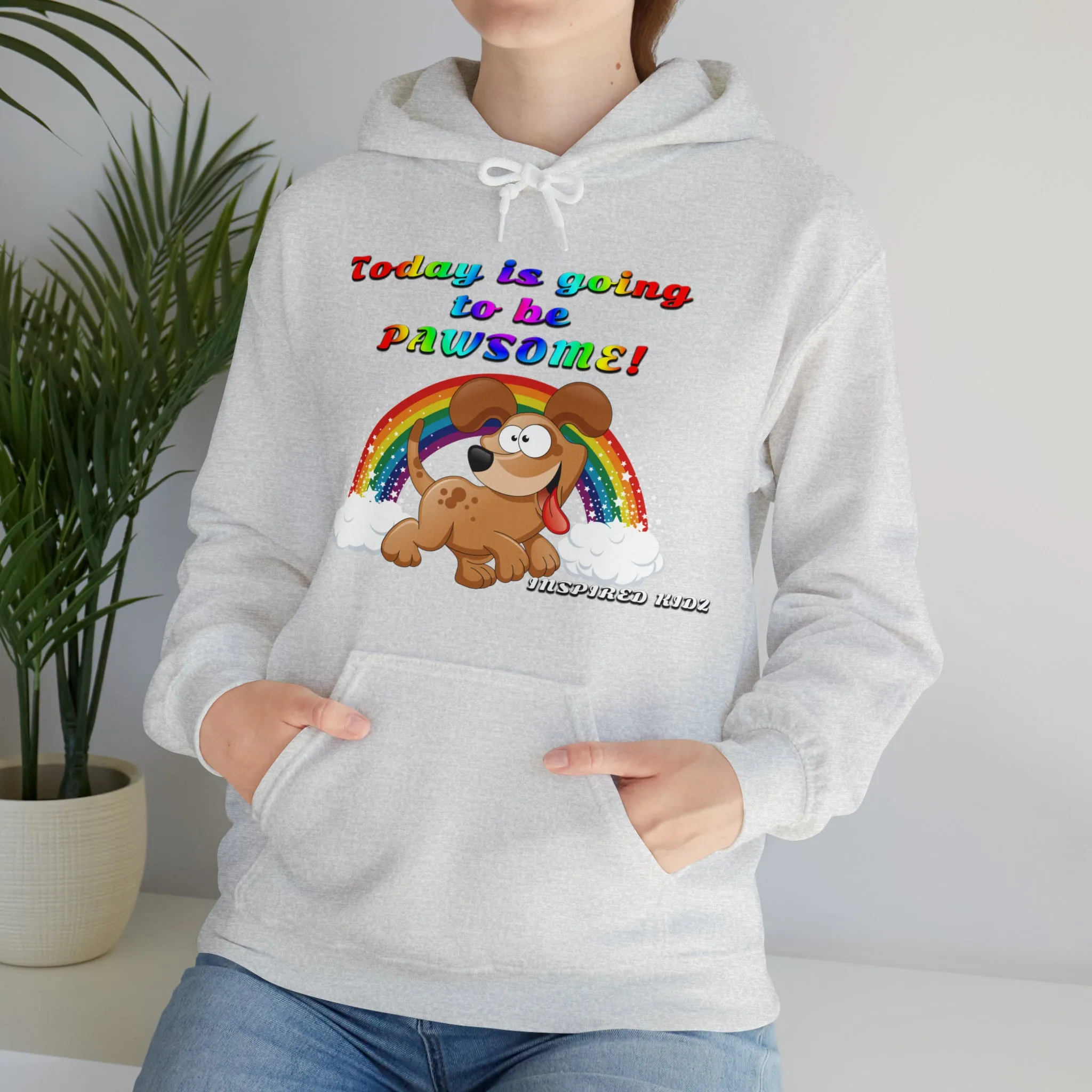 Today is Going to Be PAWSOME, Adult Unisex Heavy Blend™ Hooded Sweatshirt