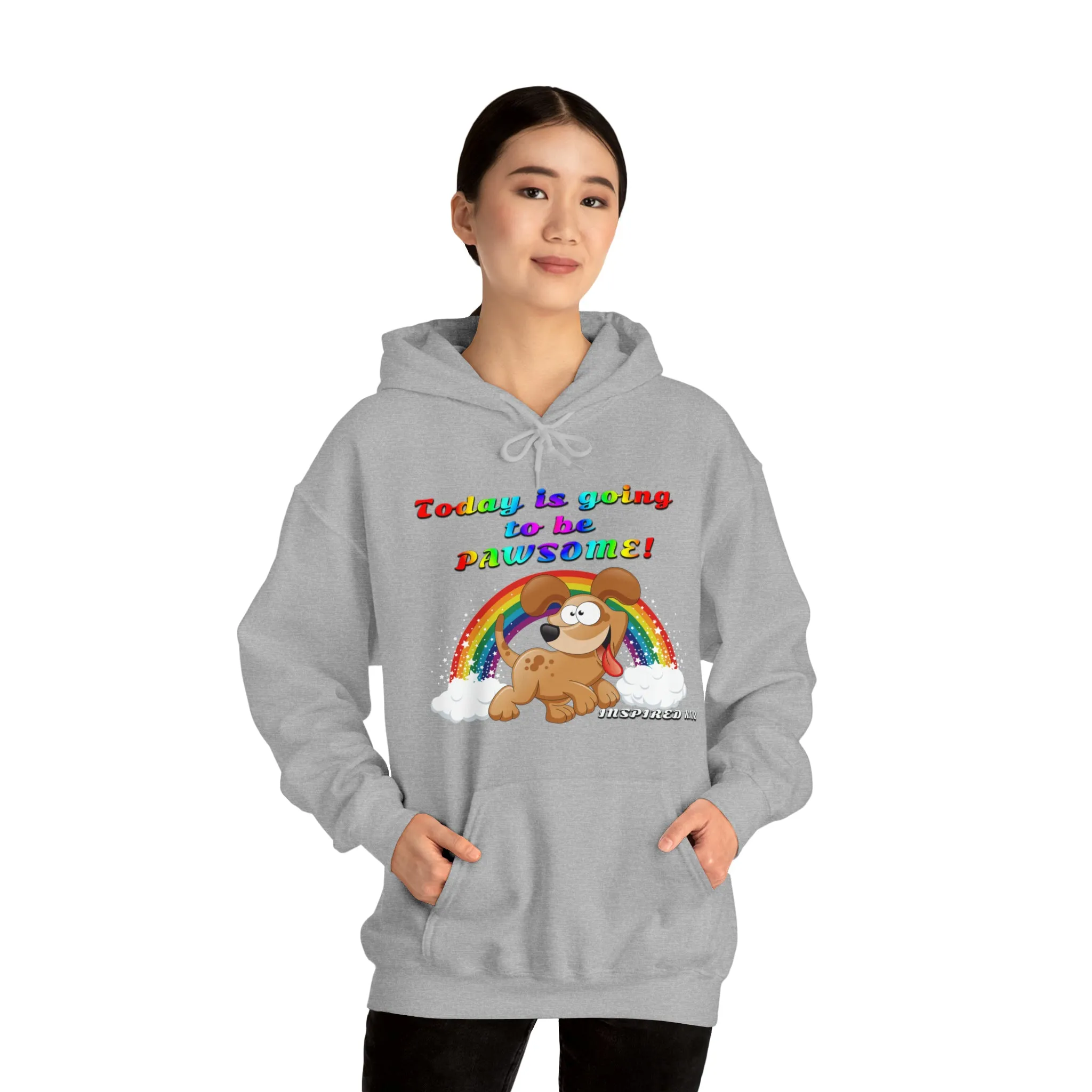 Today is Going to Be PAWSOME, Adult Unisex Heavy Blend™ Hooded Sweatshirt