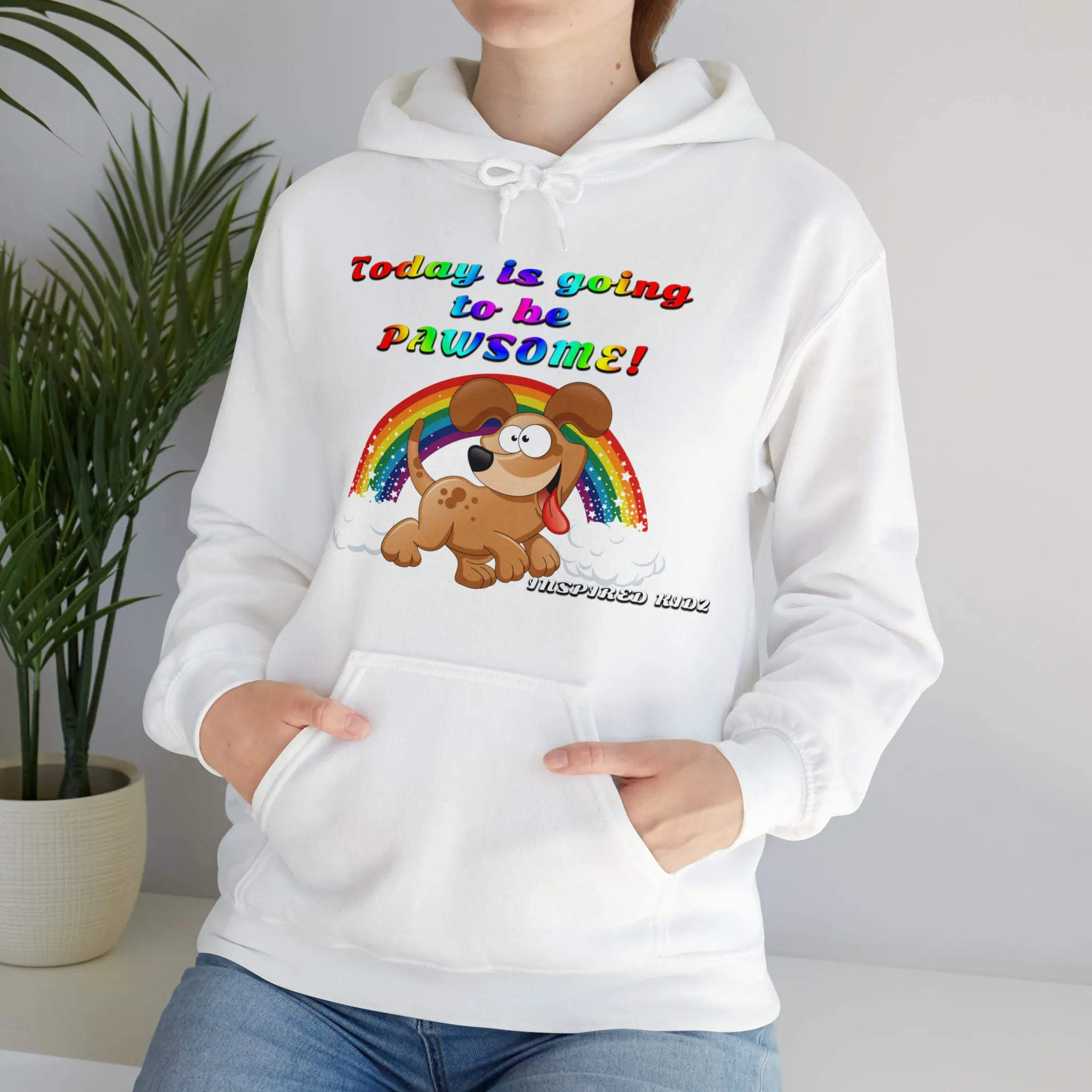 Today is Going to Be PAWSOME, Adult Unisex Heavy Blend™ Hooded Sweatshirt