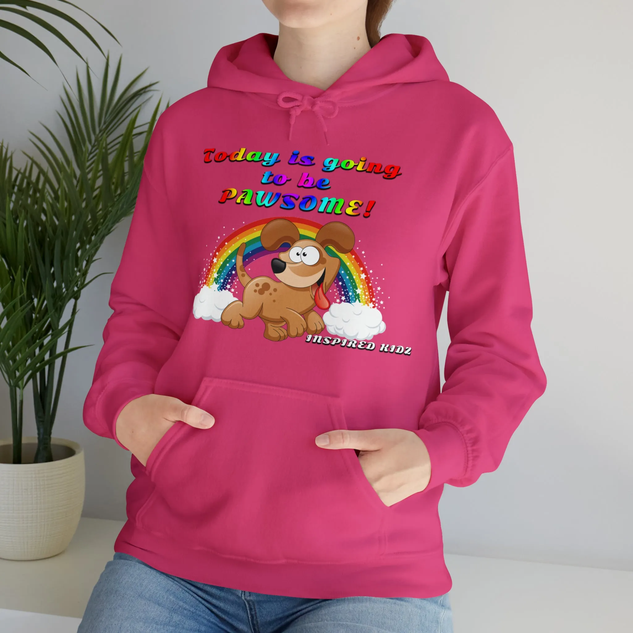 Today is Going to Be PAWSOME, Adult Unisex Heavy Blend™ Hooded Sweatshirt