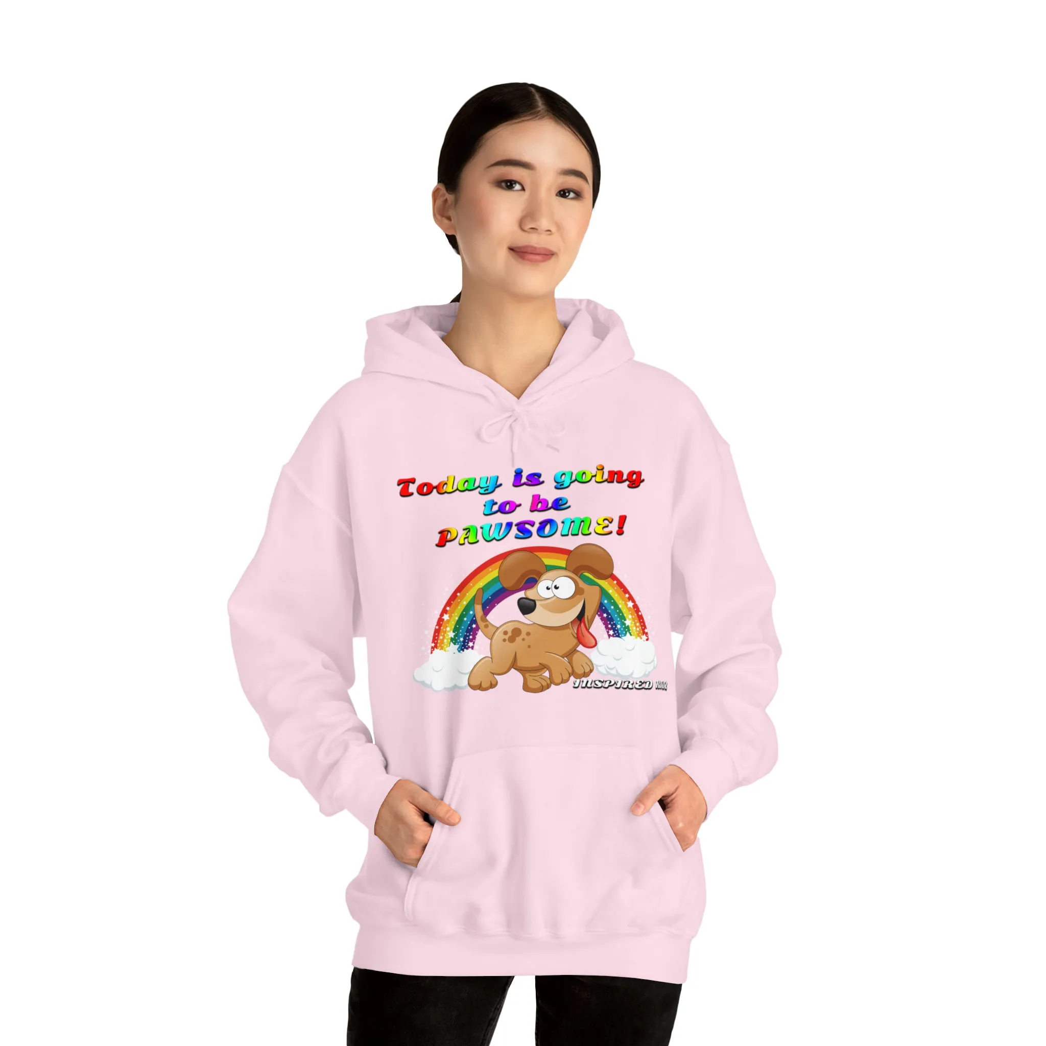 Today is Going to Be PAWSOME, Adult Unisex Heavy Blend™ Hooded Sweatshirt
