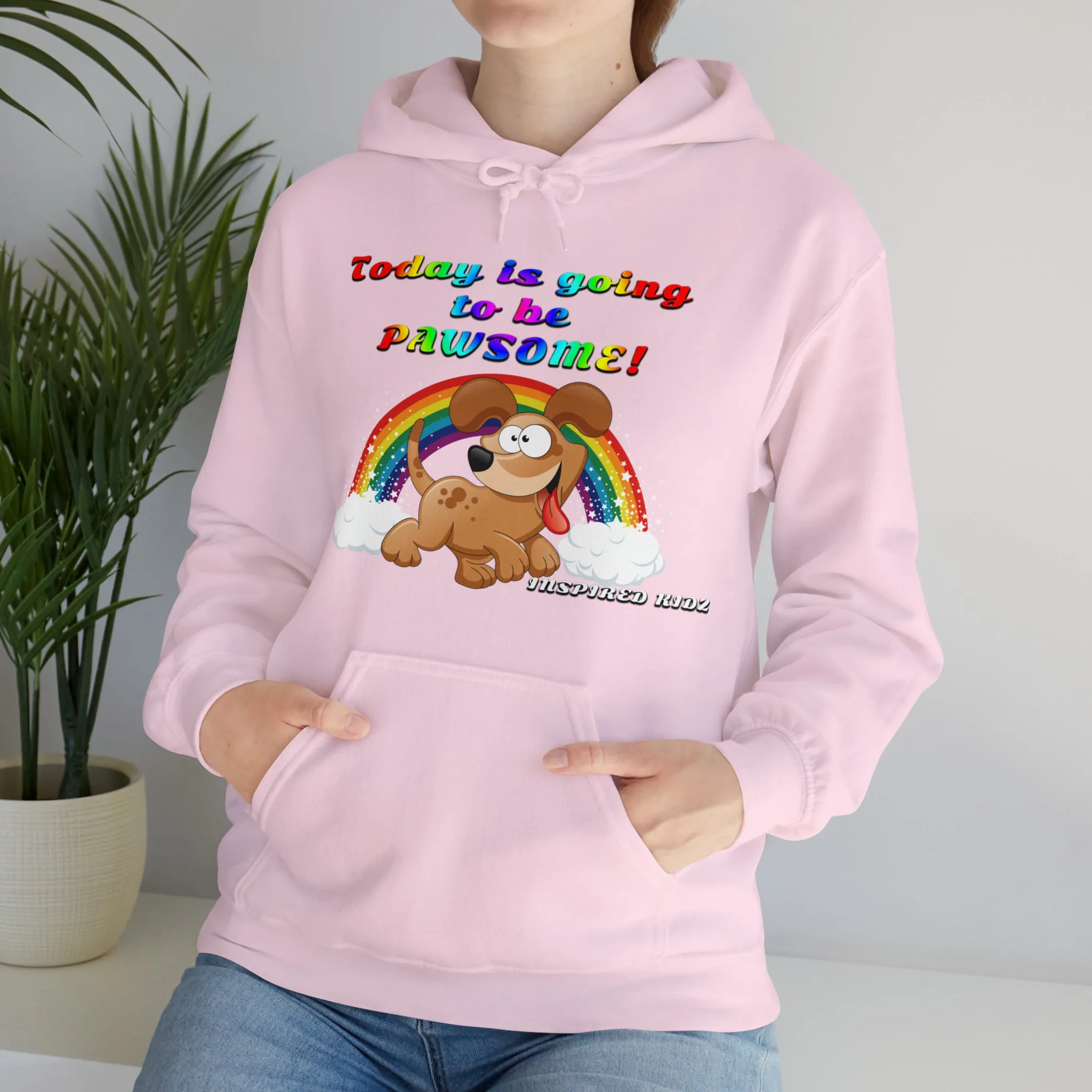 Today is Going to Be PAWSOME, Adult Unisex Heavy Blend™ Hooded Sweatshirt