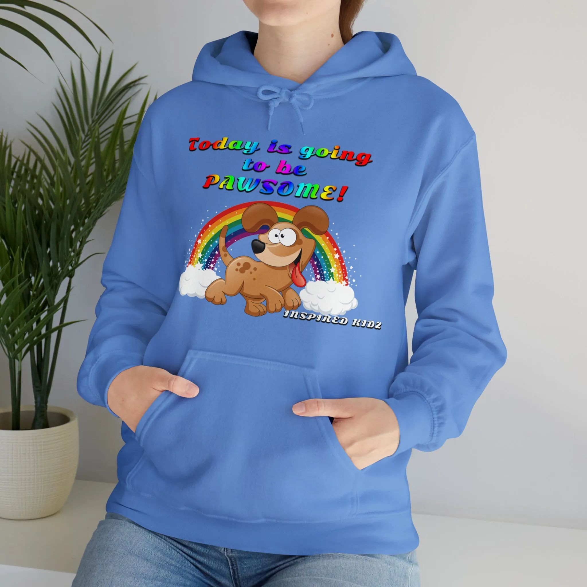 Today is Going to Be PAWSOME, Adult Unisex Heavy Blend™ Hooded Sweatshirt