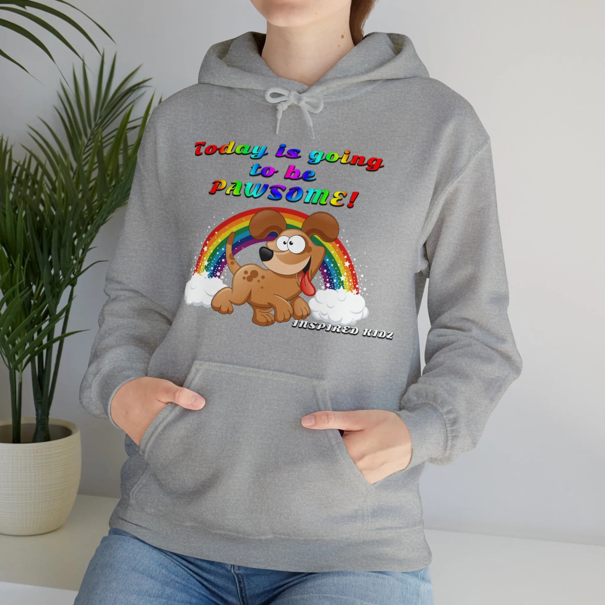Today is Going to Be PAWSOME, Adult Unisex Heavy Blend™ Hooded Sweatshirt