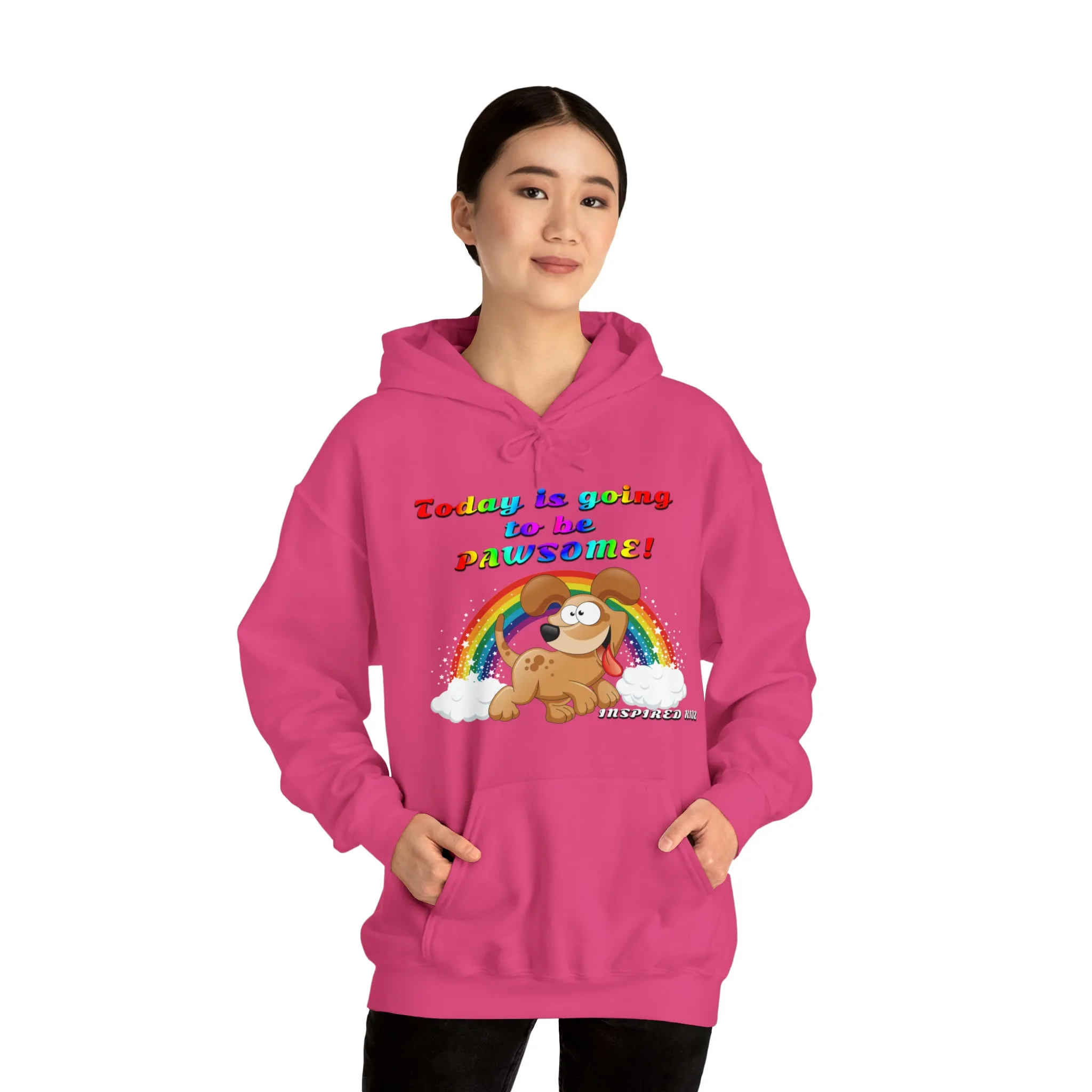 Today is Going to Be PAWSOME, Adult Unisex Heavy Blend™ Hooded Sweatshirt