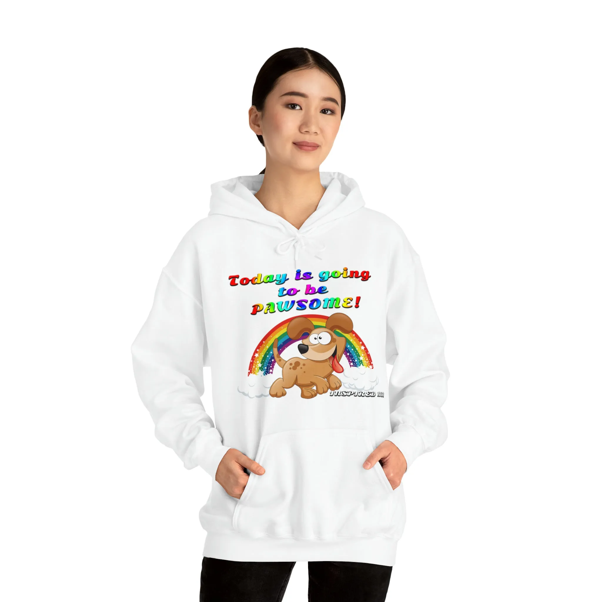 Today is Going to Be PAWSOME, Adult Unisex Heavy Blend™ Hooded Sweatshirt