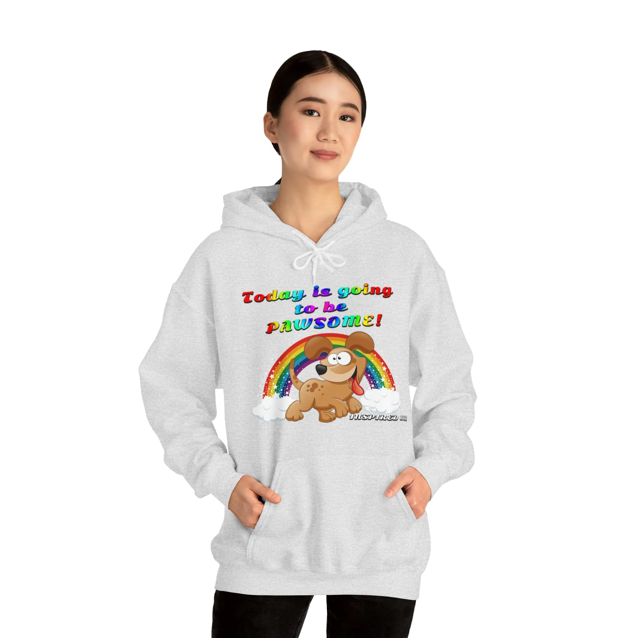 Today is Going to Be PAWSOME, Adult Unisex Heavy Blend™ Hooded Sweatshirt
