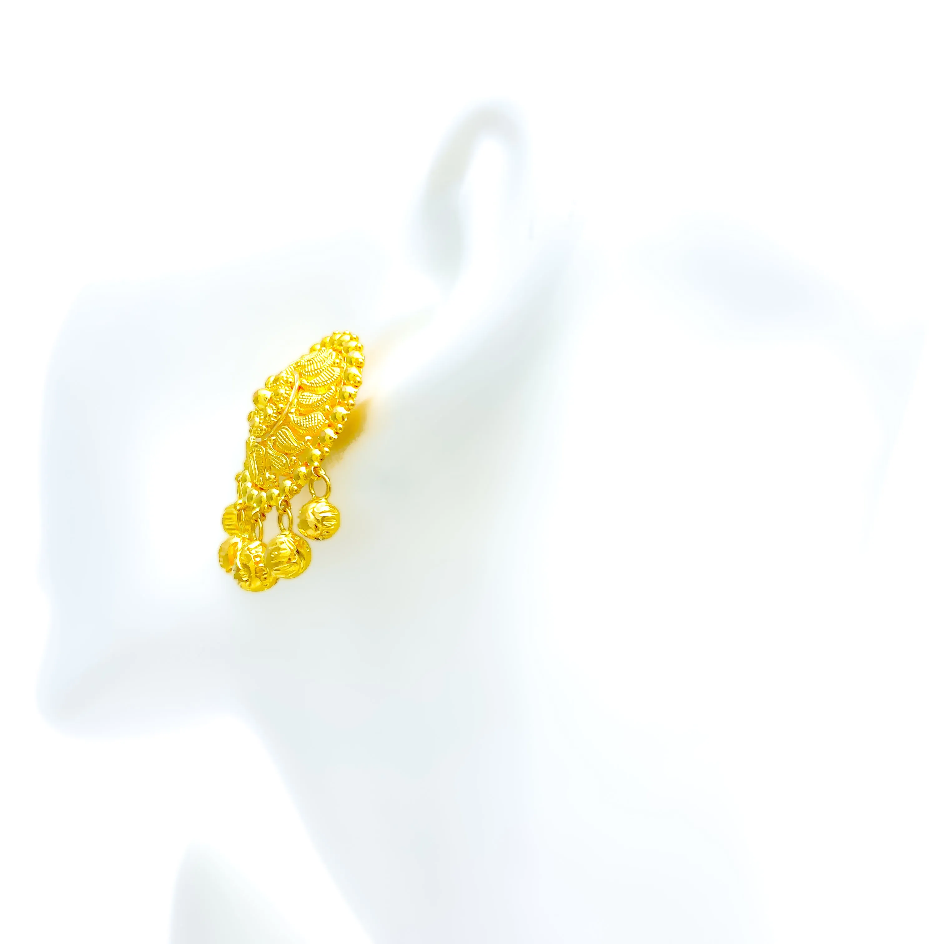 Traditional Floral Paisley 22k Gold Earrings