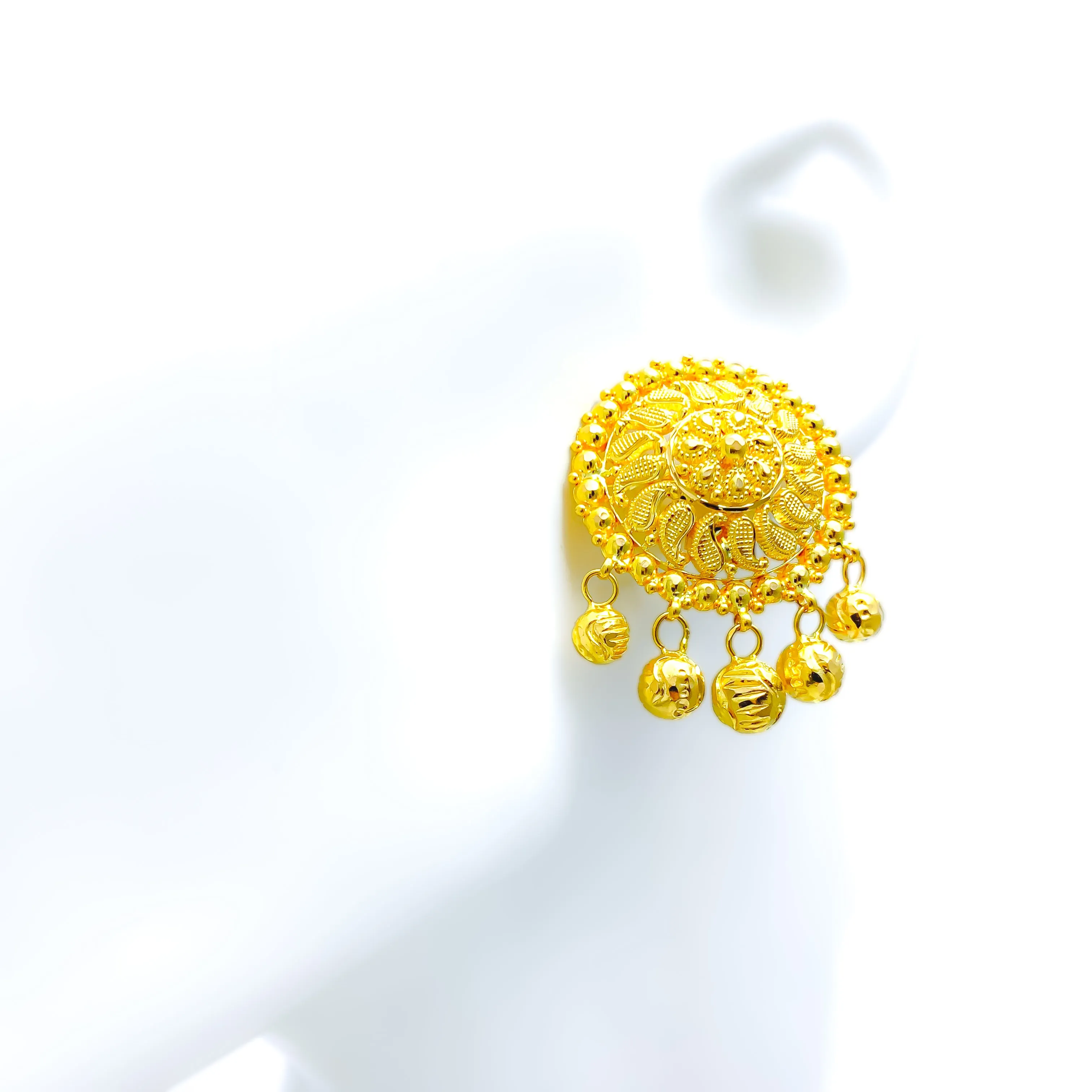Traditional Floral Paisley 22k Gold Earrings