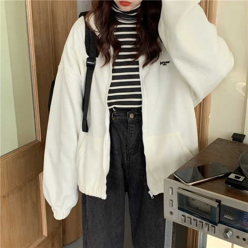 Trendy Casual Zip Up Hoodie