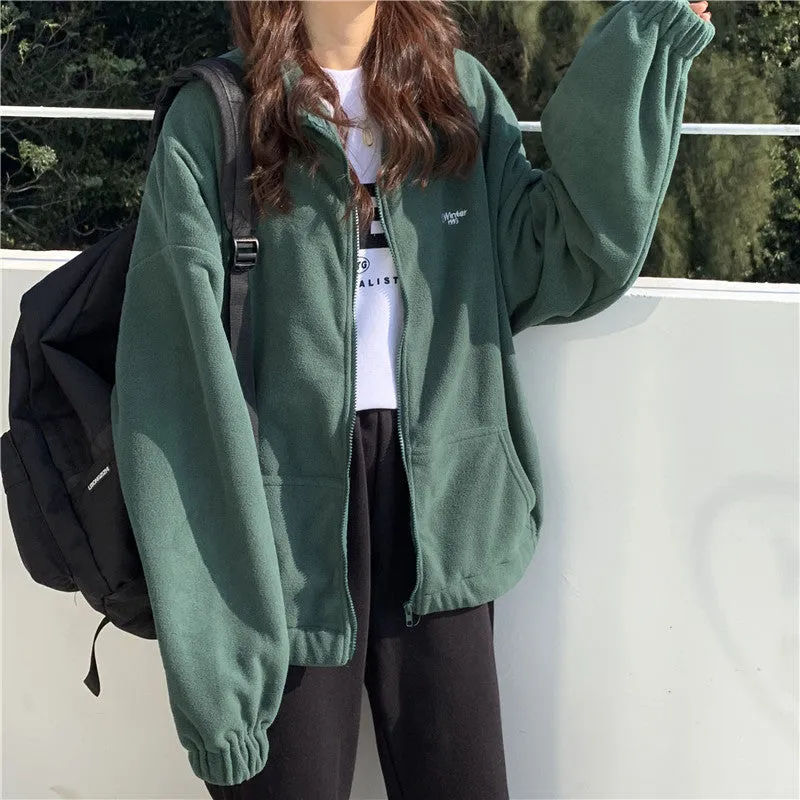 Trendy Casual Zip Up Hoodie