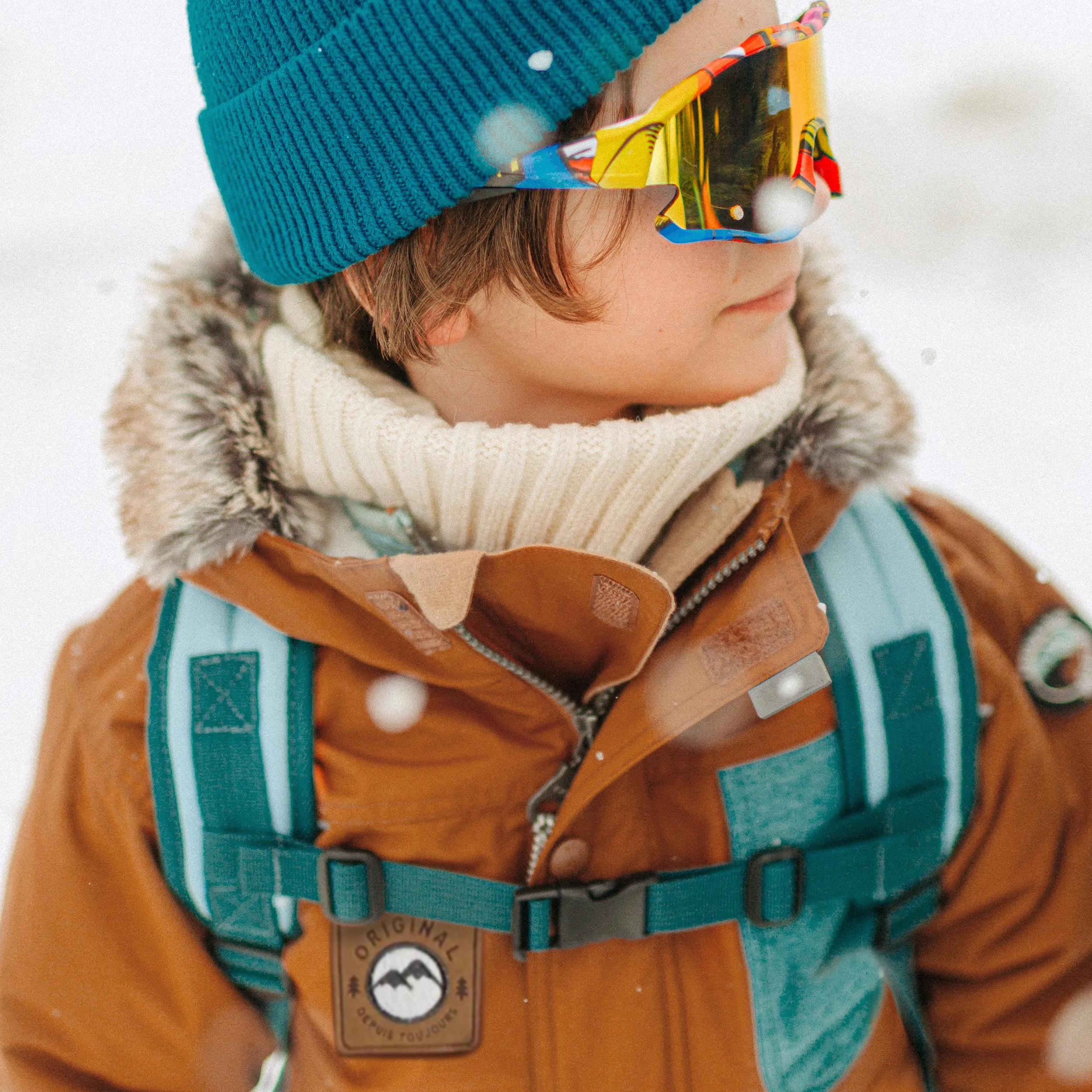 Tuque de maille turquoise, enfant || Turquoise knitted toque, child