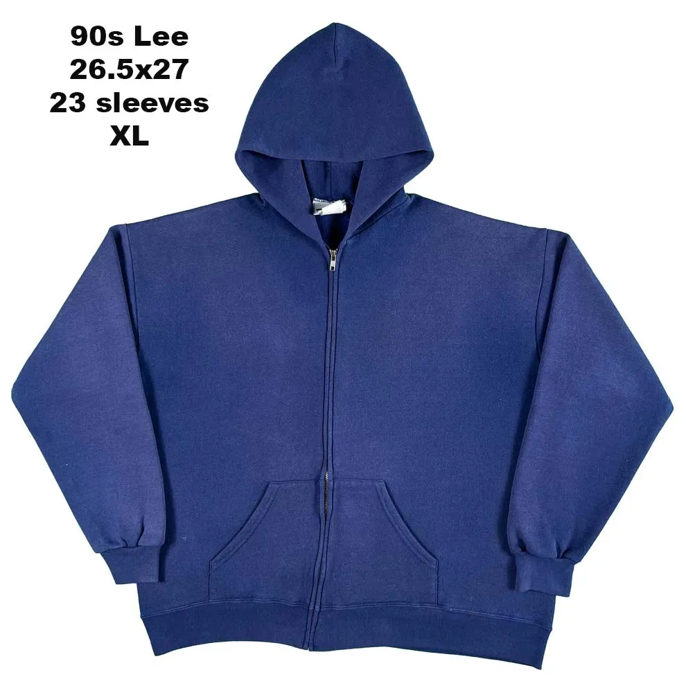 Vintage Blank Blue Zip Up Hoodie- SELECT SWEAT
