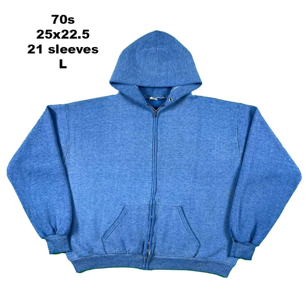 Vintage Blank Blue Zip Up Hoodie- SELECT SWEAT