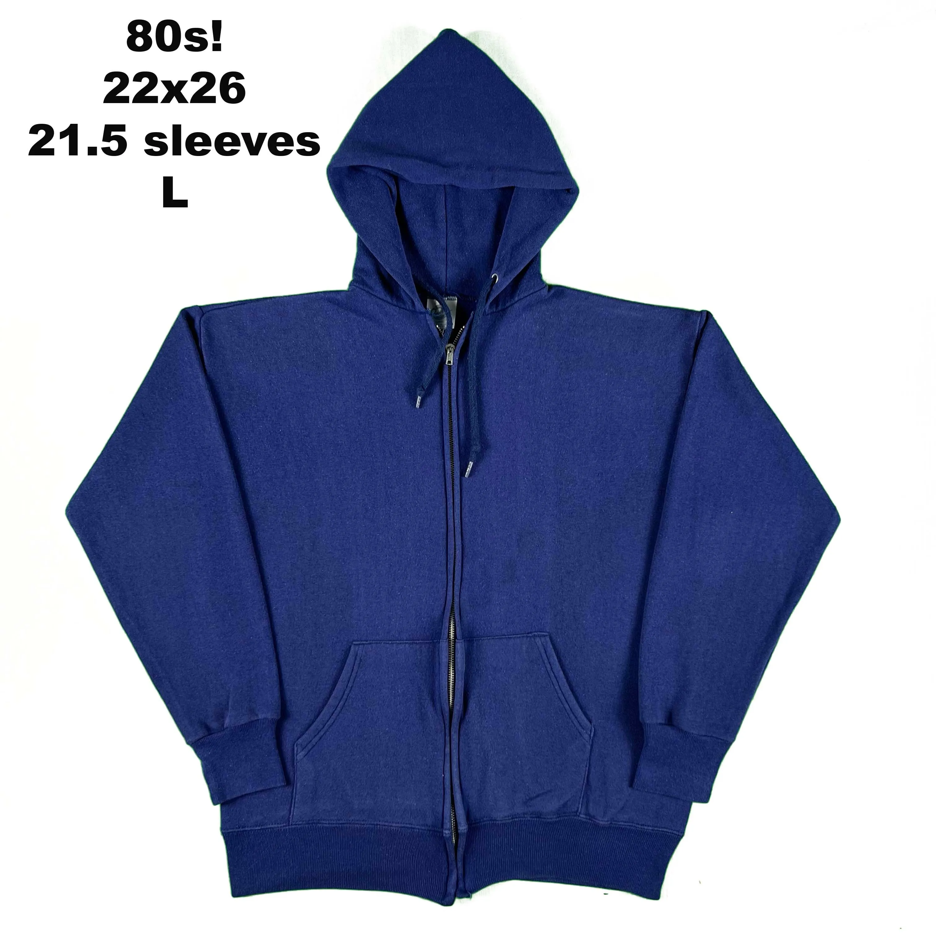 Vintage Blank Blue Zip Up Hoodie- SELECT SWEAT