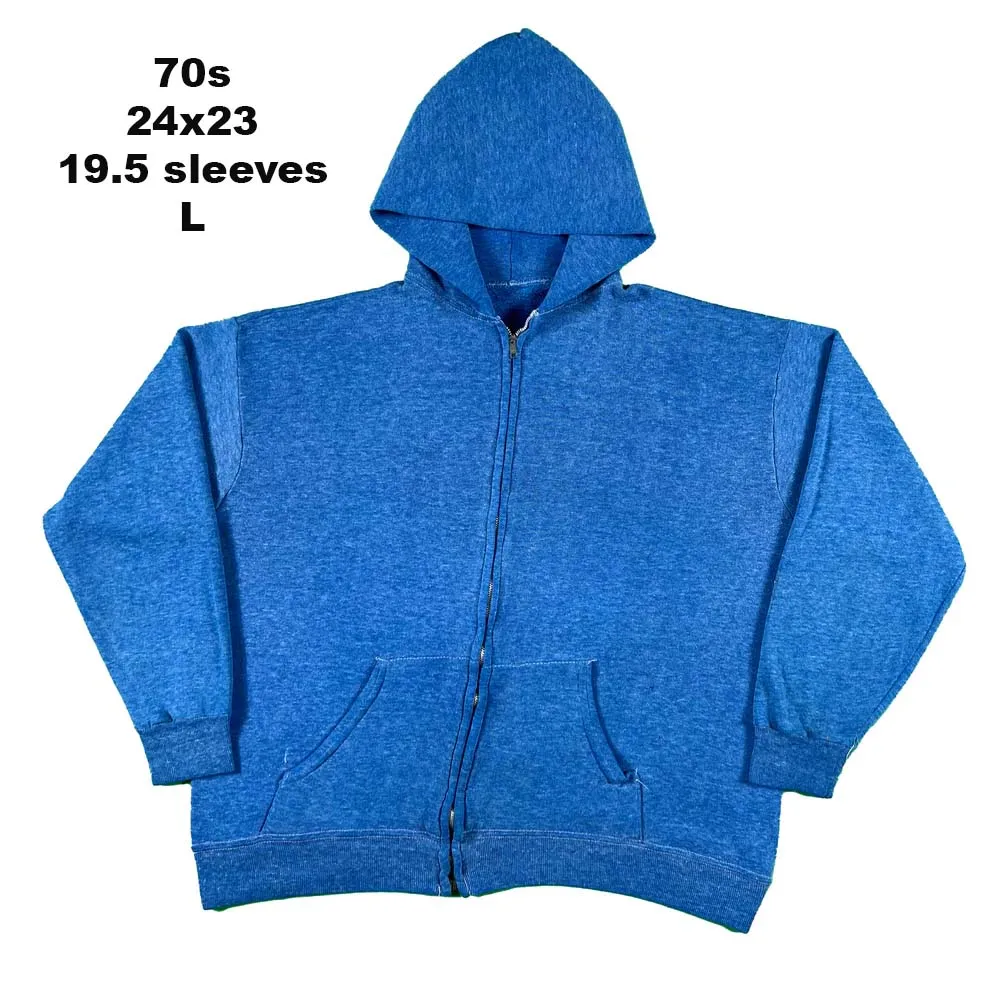 Vintage Blank Blue Zip Up Hoodie- SELECT SWEAT