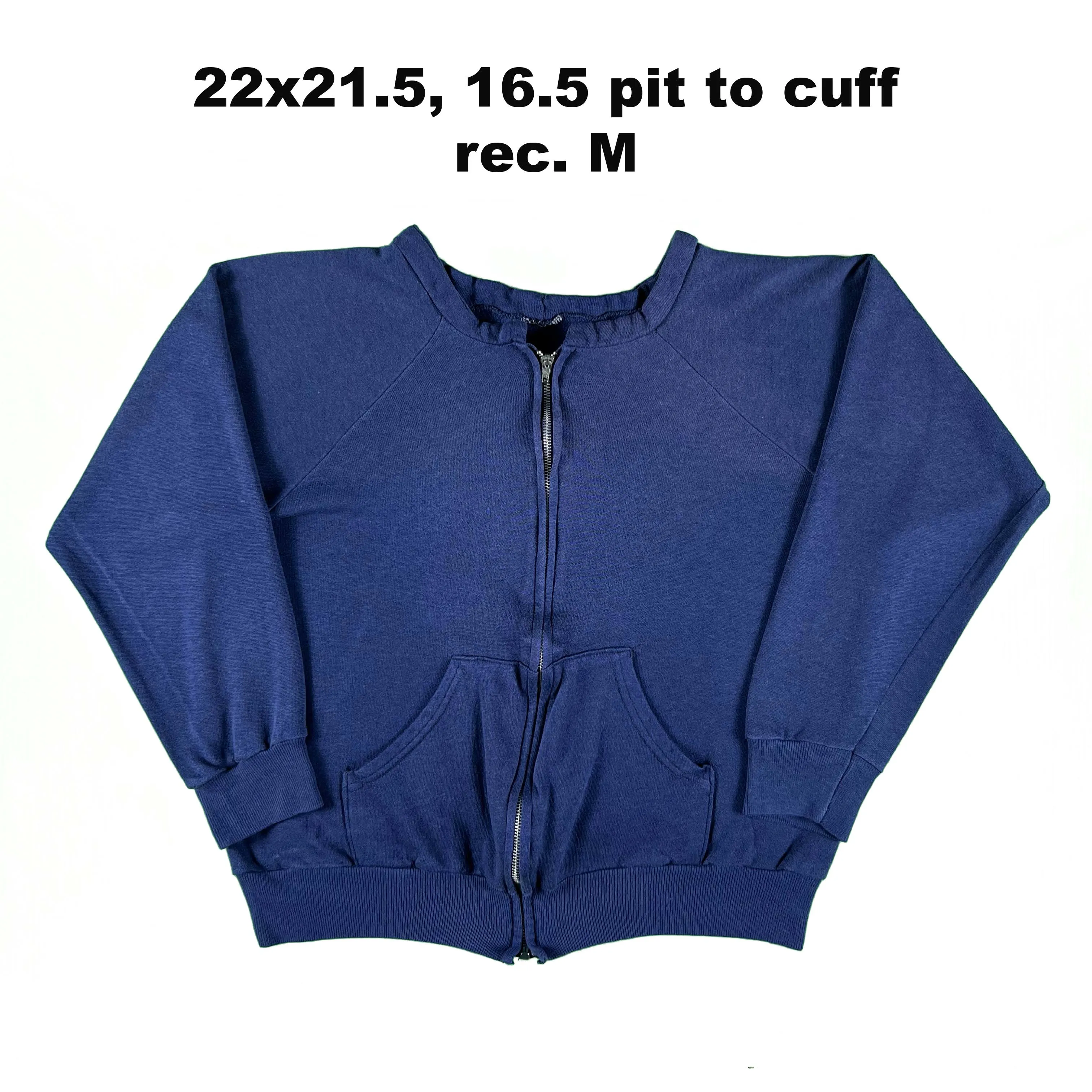 Vintage Blank Blue Zip Up Hoodie- SELECT SWEAT