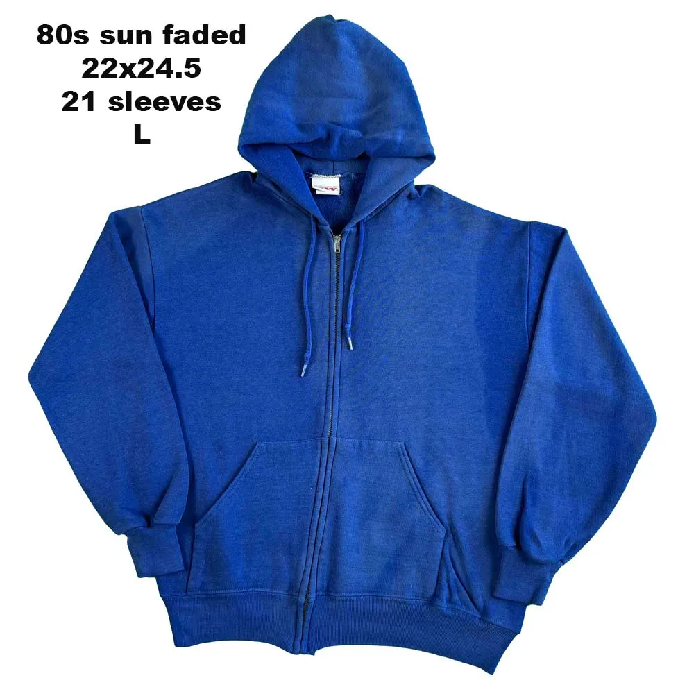 Vintage Blank Blue Zip Up Hoodie- SELECT SWEAT
