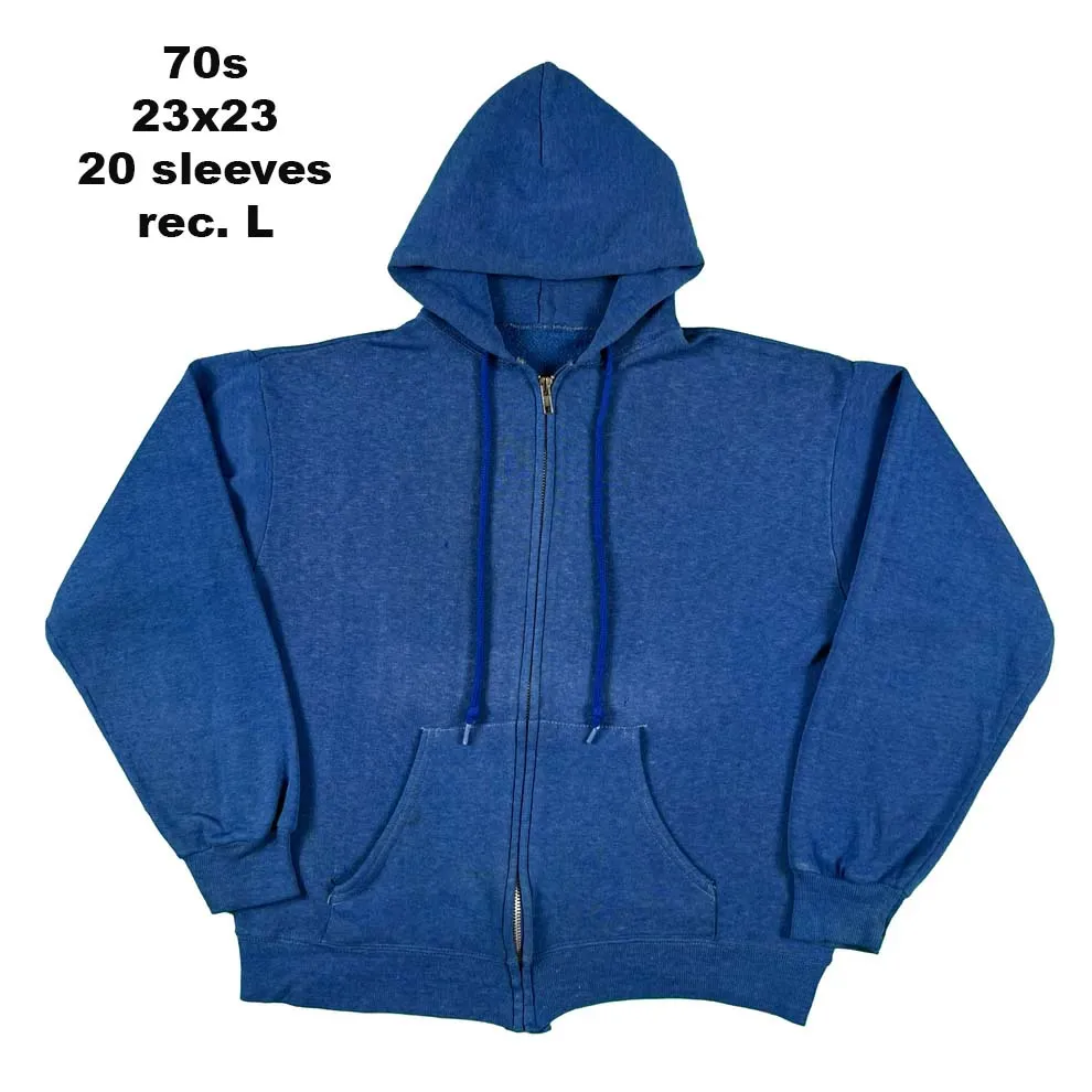 Vintage Blank Blue Zip Up Hoodie- SELECT SWEAT