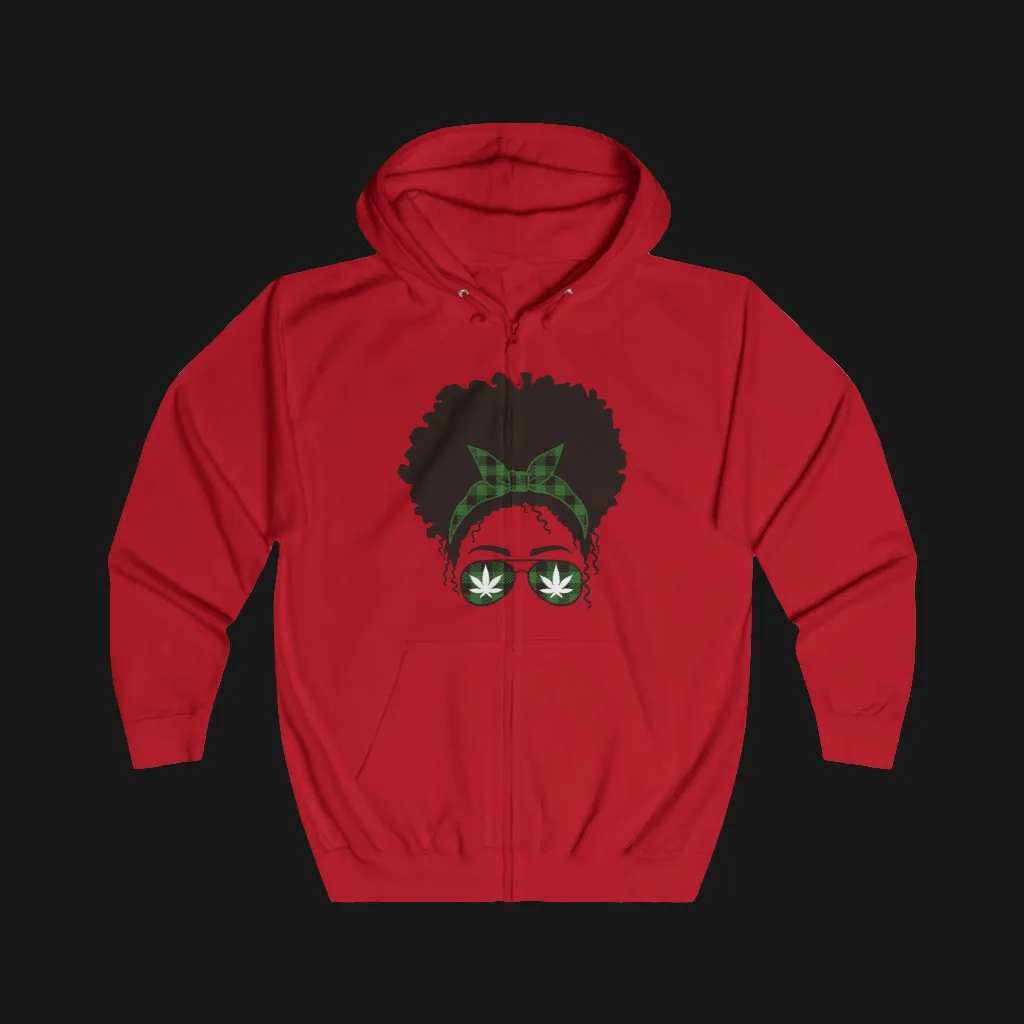 Weed Mom Typographical Art Full Zip Hoodie