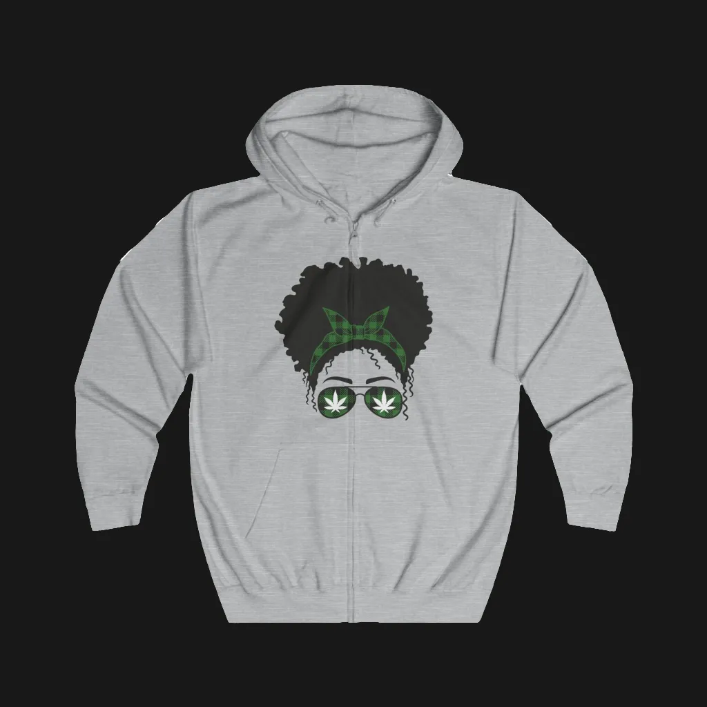 Weed Mom Typographical Art Full Zip Hoodie
