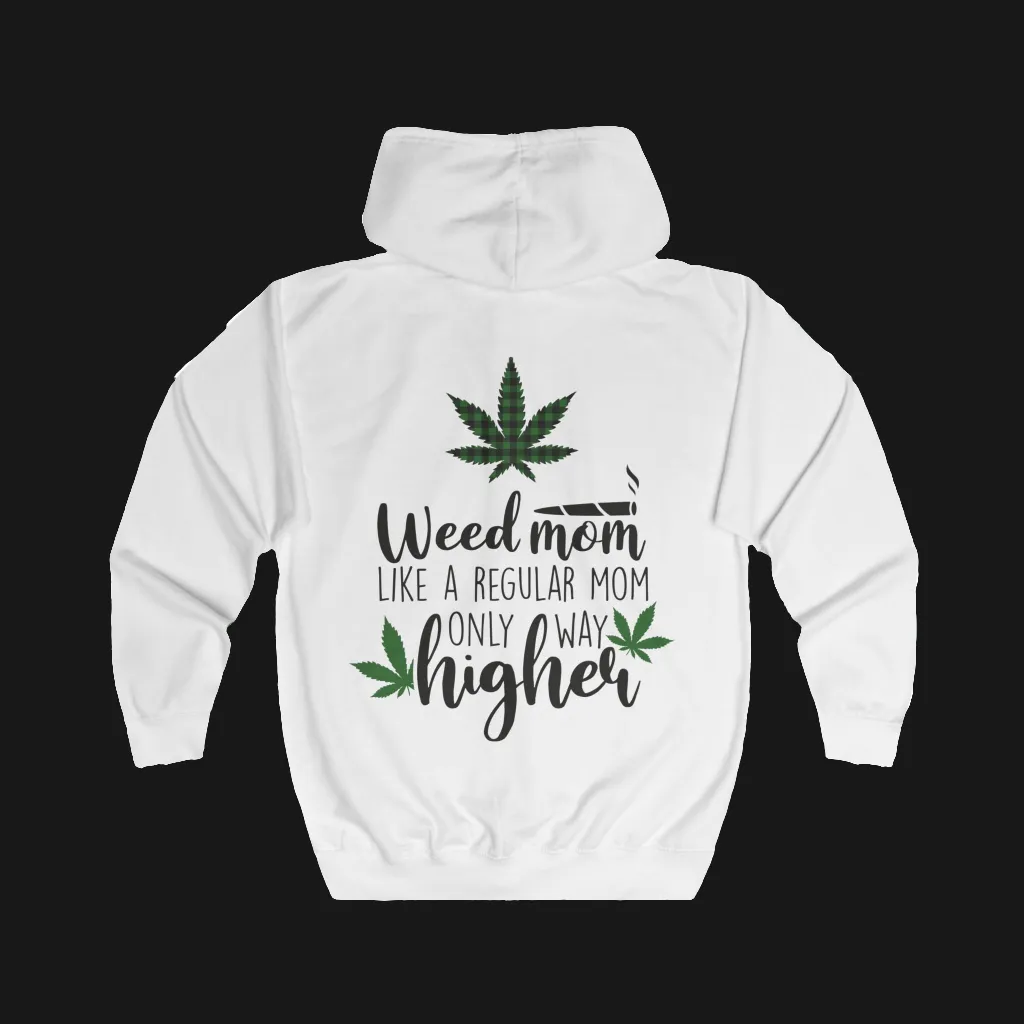 Weed Mom Typographical Art Full Zip Hoodie
