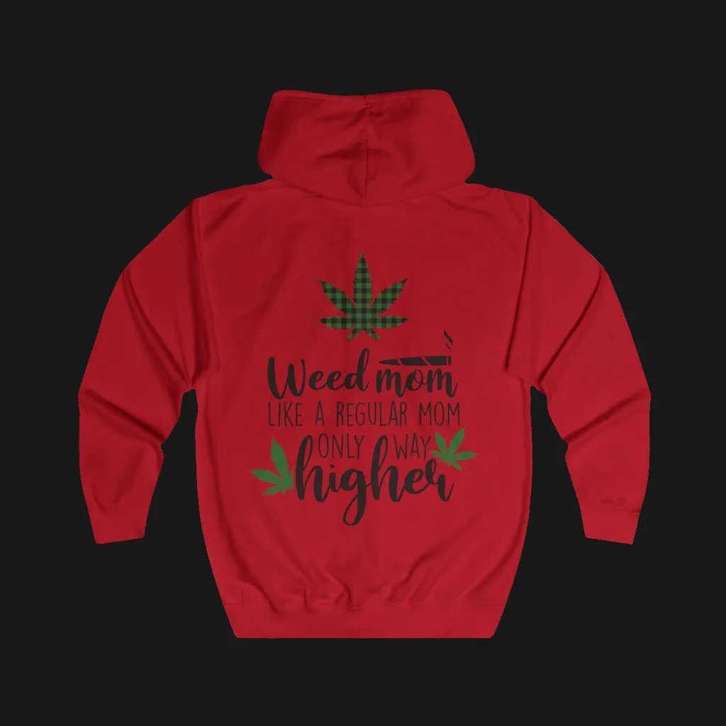 Weed Mom Typographical Art Full Zip Hoodie