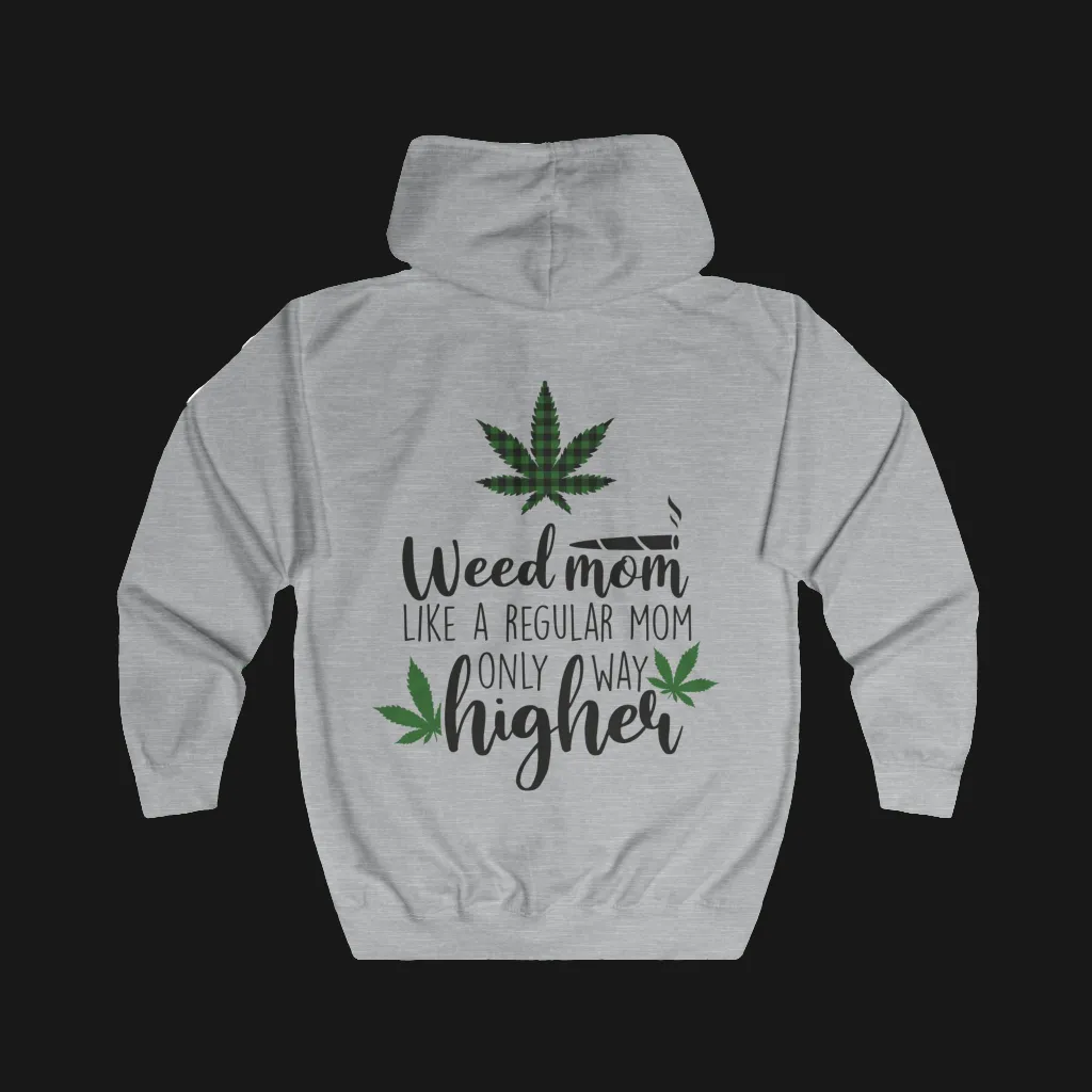 Weed Mom Typographical Art Full Zip Hoodie