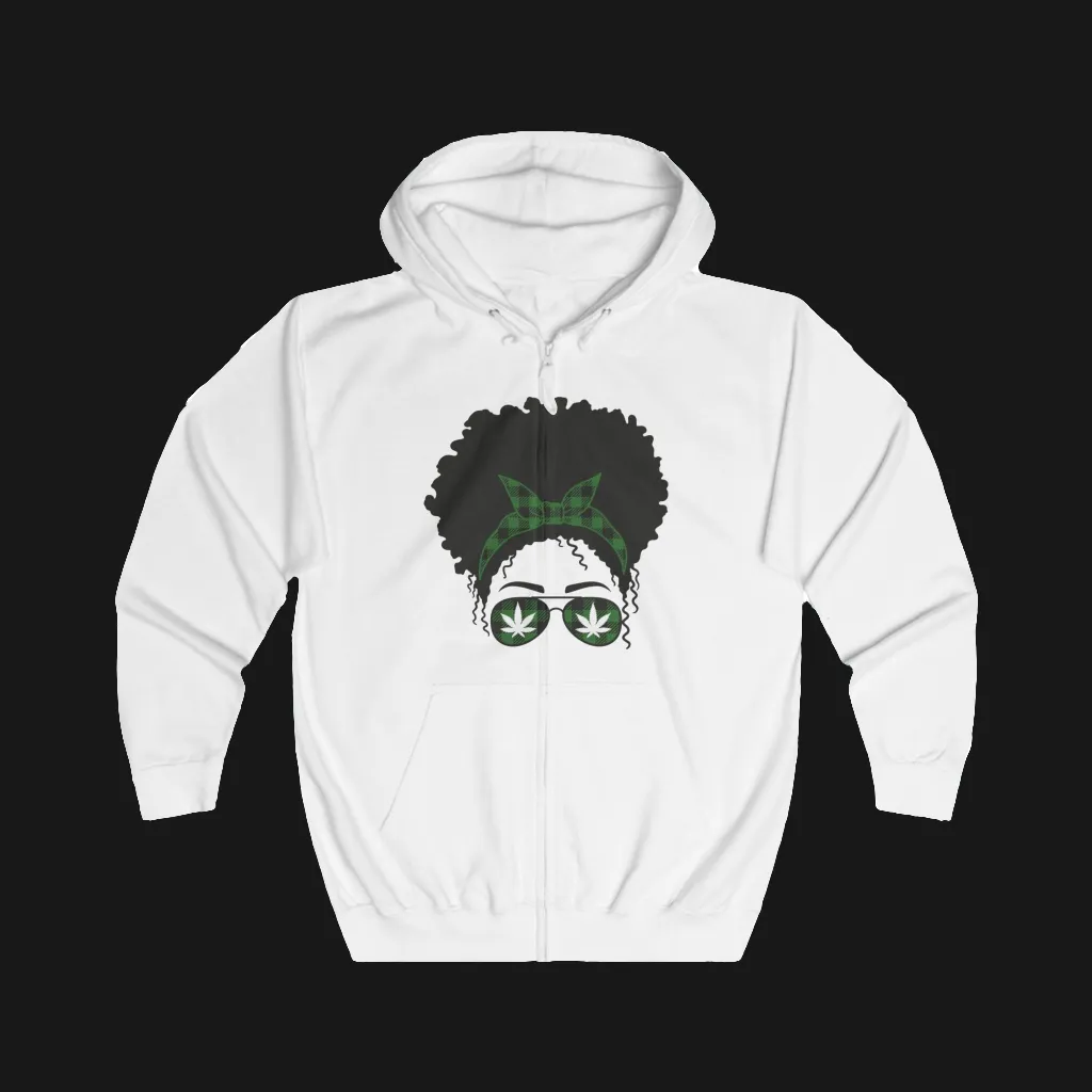 Weed Mom Typographical Art Full Zip Hoodie