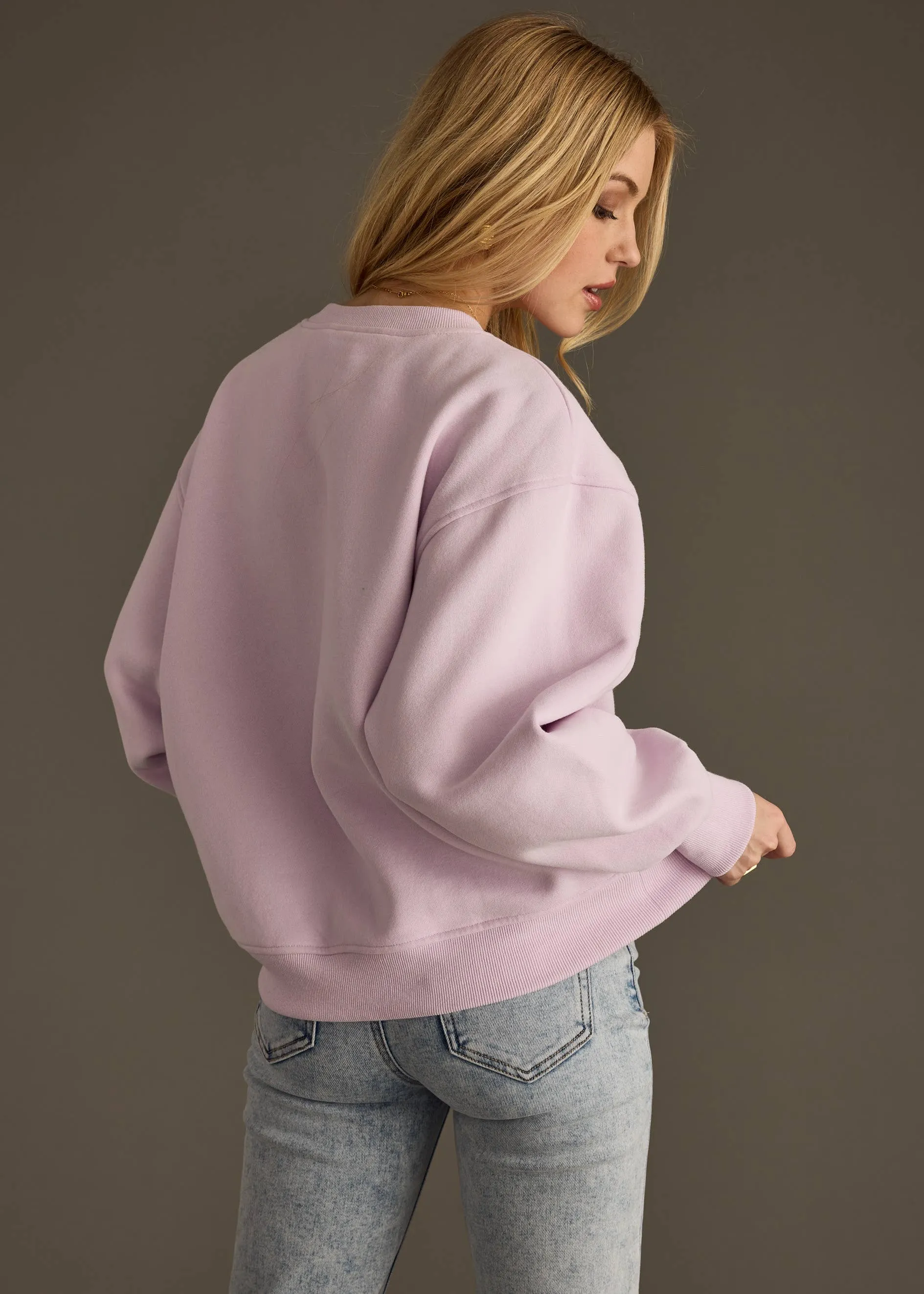 WEEKEND READY LAVENDER SWEATSHIRT