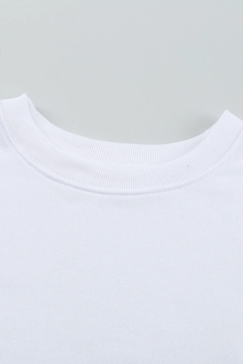 White Plain Crew Neck Pullover Sweatshirt