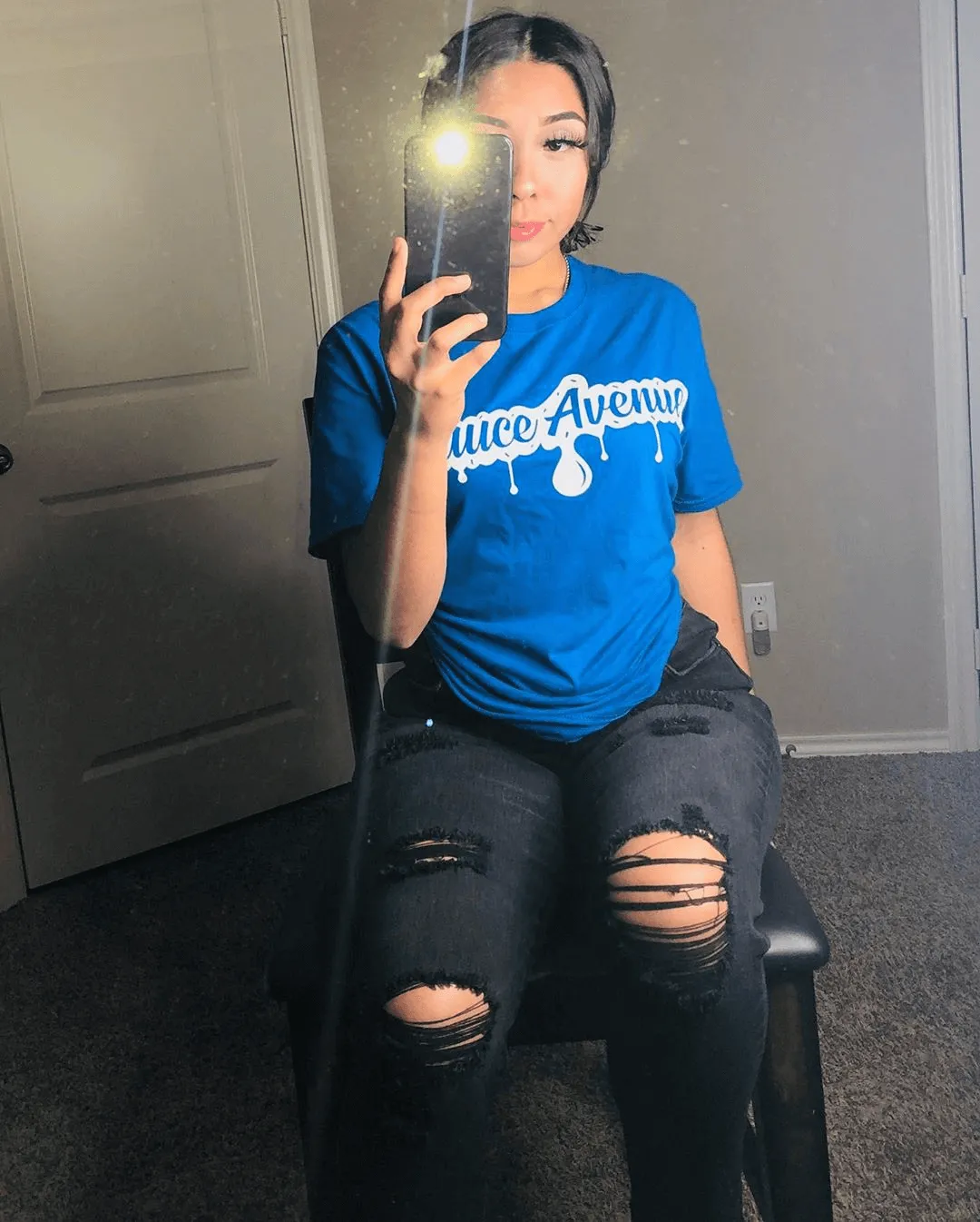 White SA Drip | Blue Tee