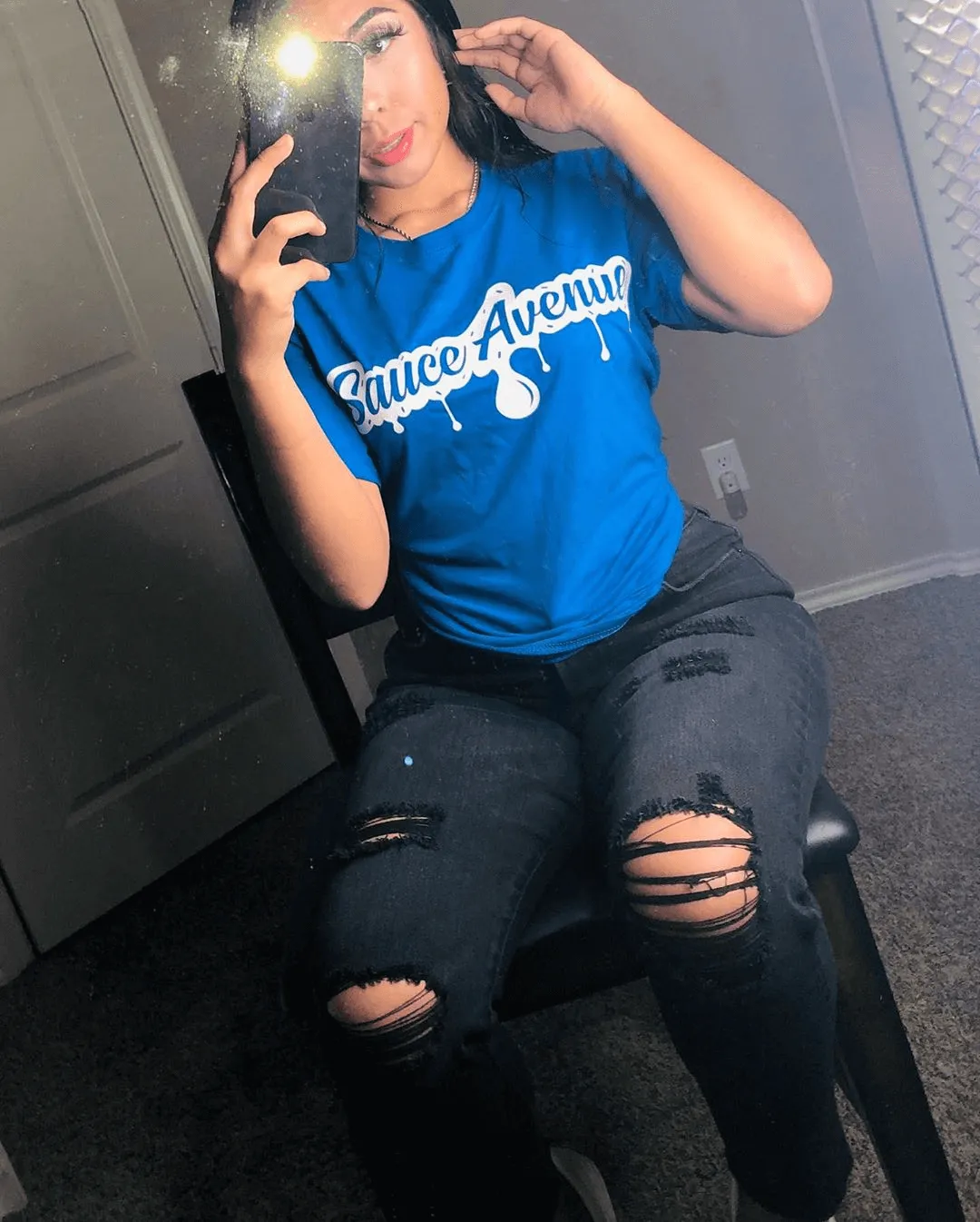 White SA Drip | Blue Tee