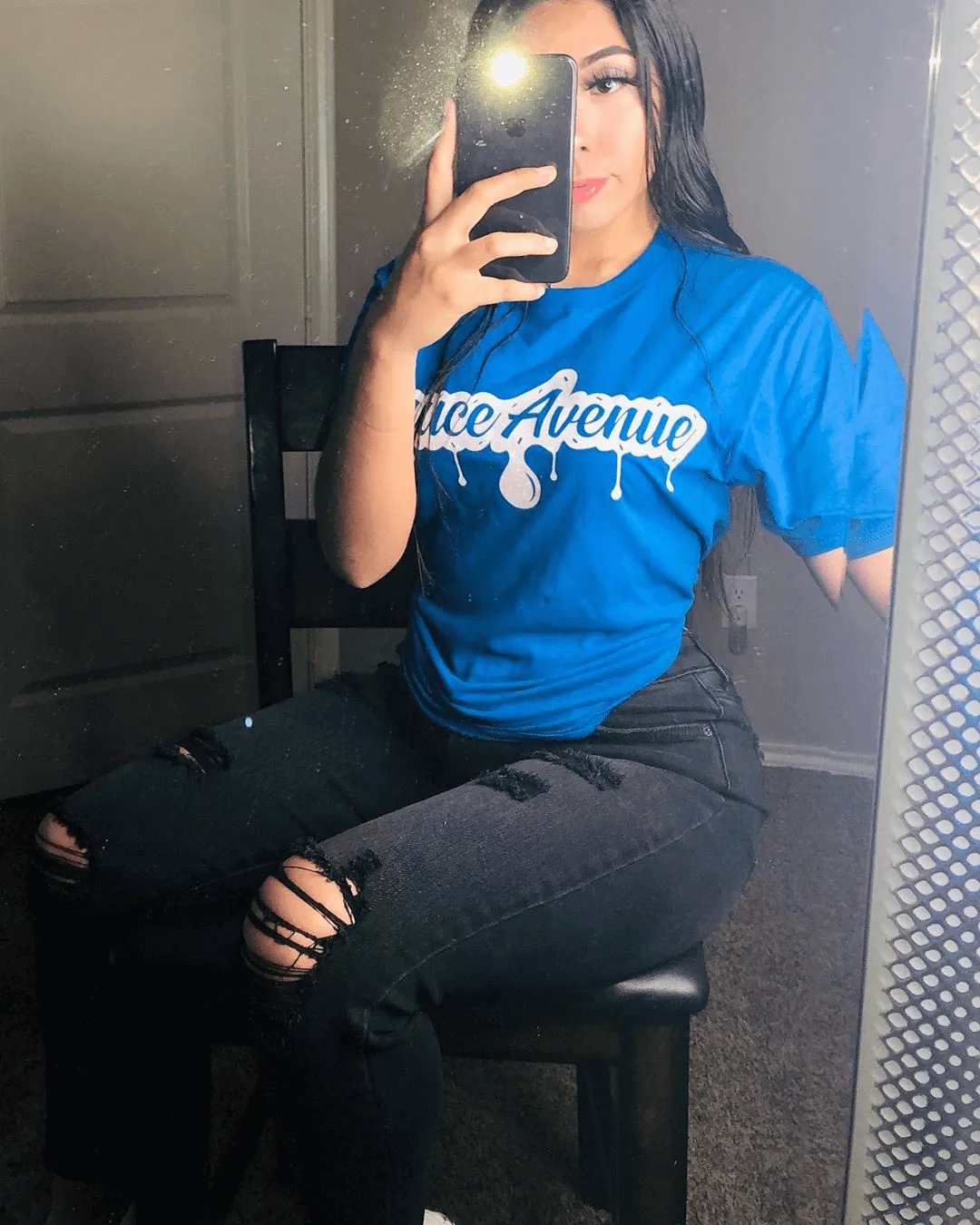 White SA Drip | Blue Tee