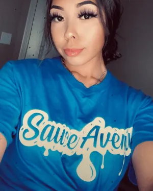 White SA Drip | Blue Tee