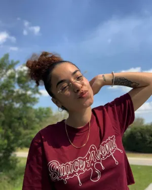 White SA Drip Outline | Maroon Tee